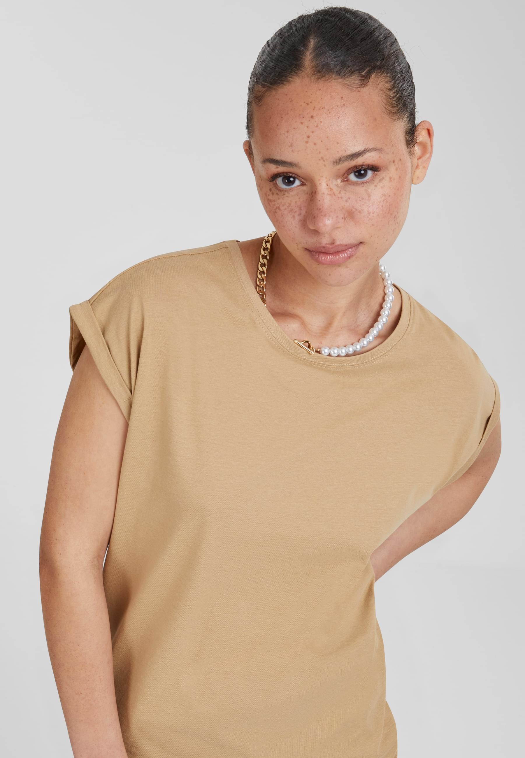 URBAN CLASSICS Kurzarmshirt »Urban Classics Damen Ladies Extended Shoulder Tee«, (1 tlg.)