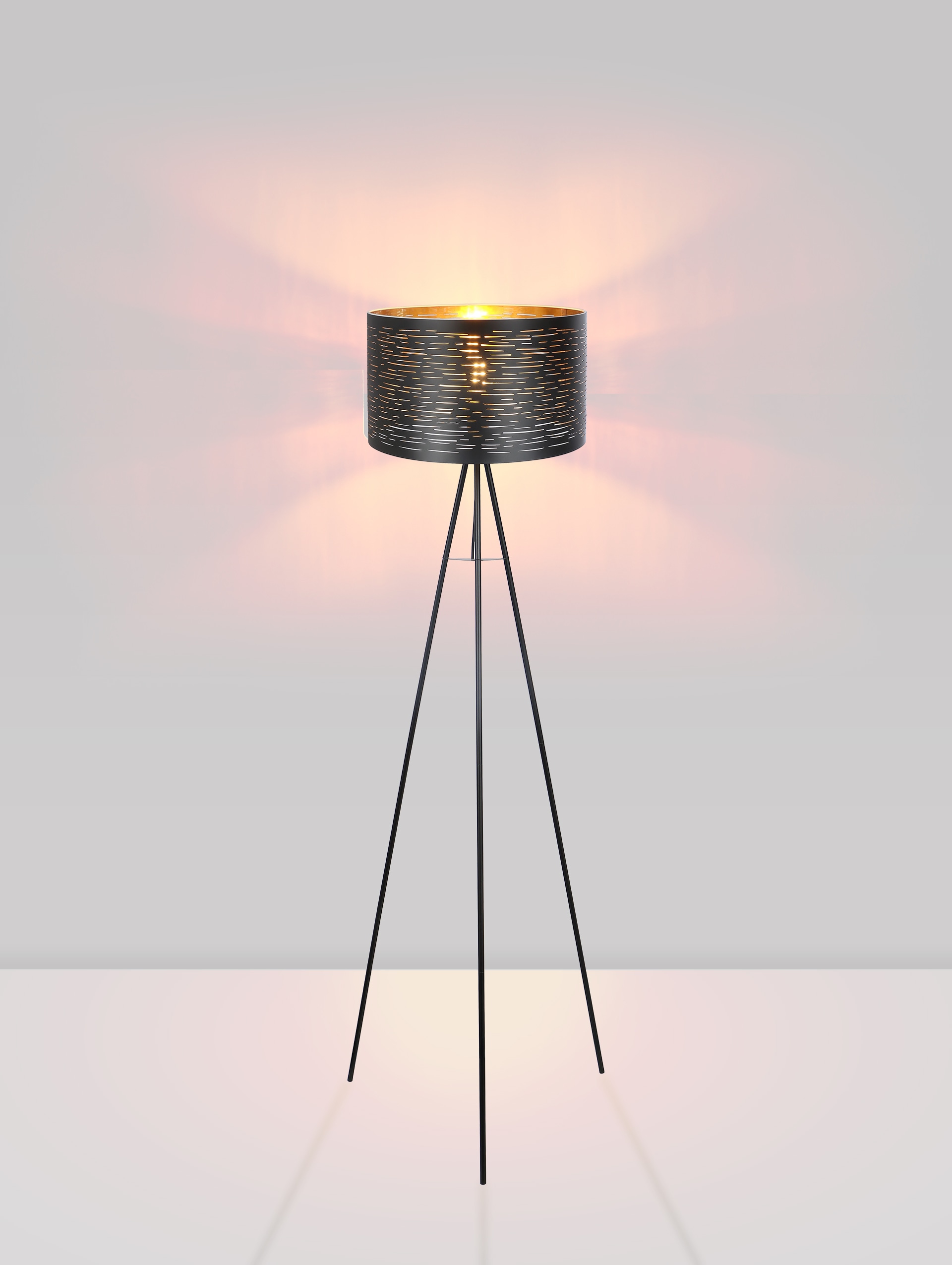 GLOBO LIGHTING Stehlampe »TUNNO«, Leuchtmittel E27 | ohne Leuchtmittel, Stehleuchte/goldfarben/Wohnzimmer/Schlafzimmer/ø: 690mm