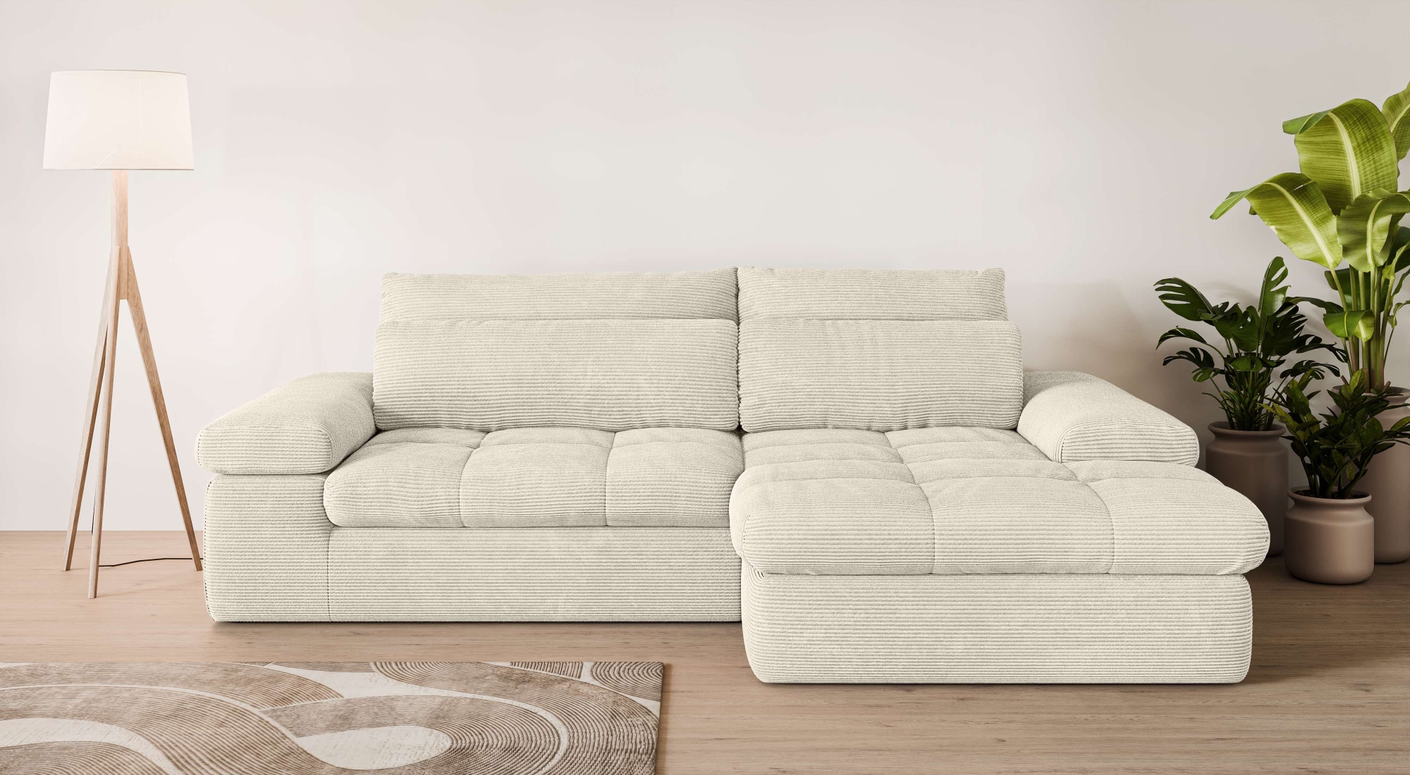 Home affaire Ecksofa "ALVERIE mit Recamiere, moderne Steppung, Maße: B/T/H günstig online kaufen