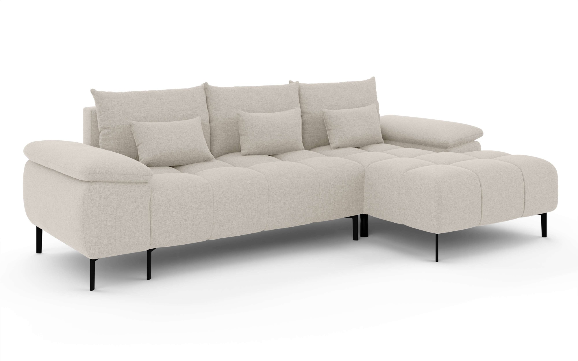 INOSIGN Ecksofa »DROMARA Schlafsofa mit Bettkasten, Maße: B/T/H 277/141/91 cm«, L-Form mit Recamiere rechts/links bestellbar, Wellenunterfederung