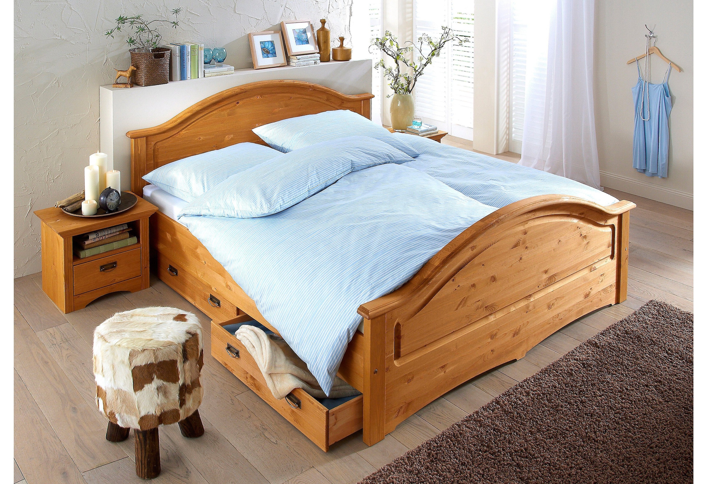 OTTO home "Konrad, hohe Belastbarkeit FSC zertifiziertes Massivholz" Breite/Belastbarkeit 180cm/220 KG, 140cm/180 KG, aus massivem Kiefernholz, FSC-zertifiziert, INKLUSIVE Rollrost