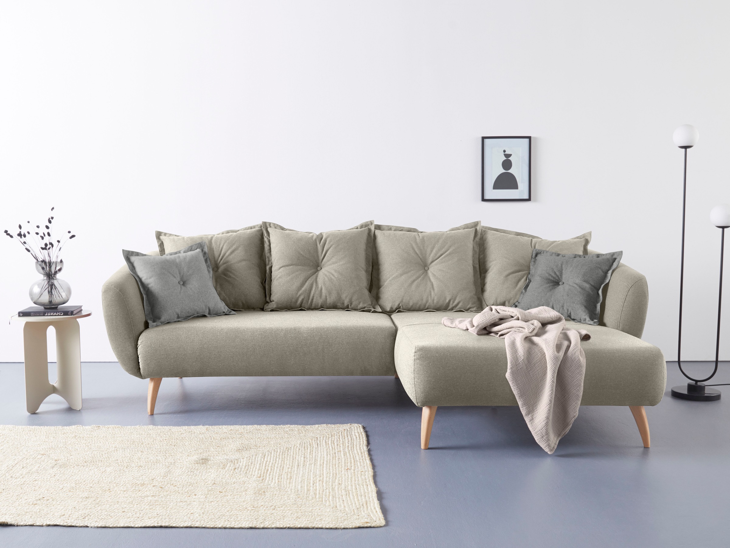 Home affaire "Baggio formschöne Polsterecke, bequem, Breite 277cm, L-Form" Zierkissen inklusive