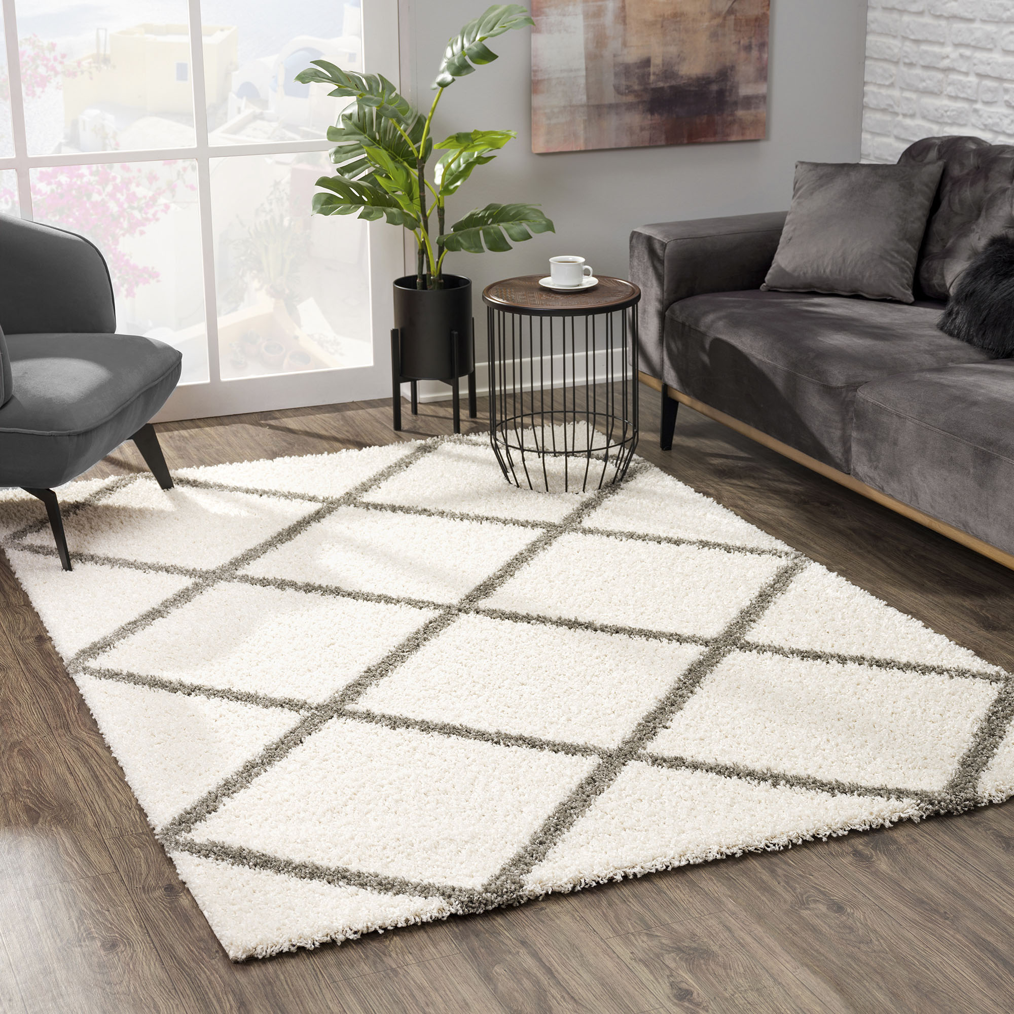 Sanat Hochflor-Teppich "Madrid 1, auch in Rund erhältlich" rechteckig 30 mm Höhe Wohnzimmer, Langflor, Shaggy Teppich