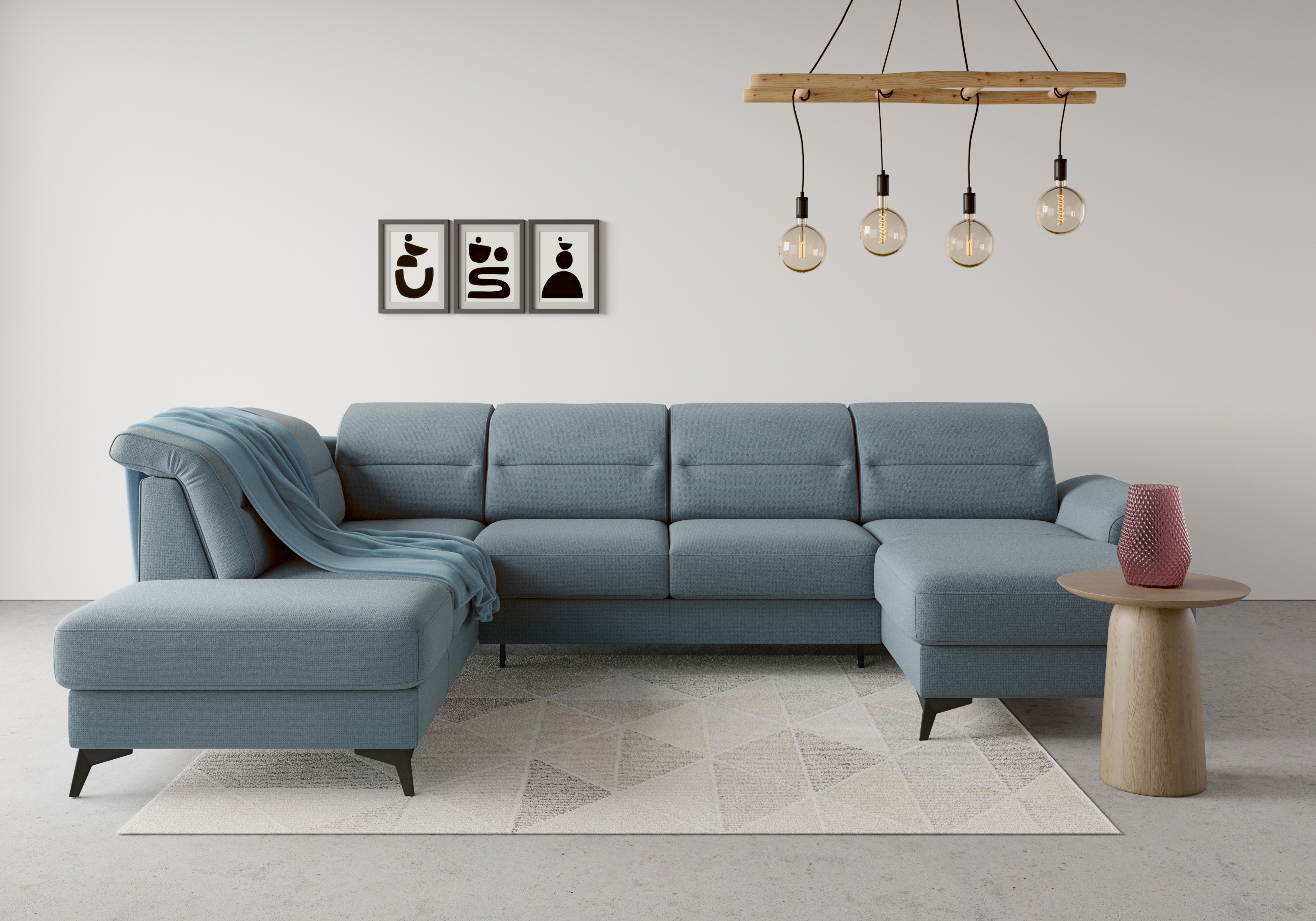 sit&more Wohnlandschaft "Sinatra U-Form" optional mit Kopfteilverstellung und Armteilfunktion, Metallfüße