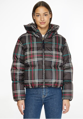 Steppjacke »PRINTED CHECK REDOWN PUFFER JKT«, mit Kapuze