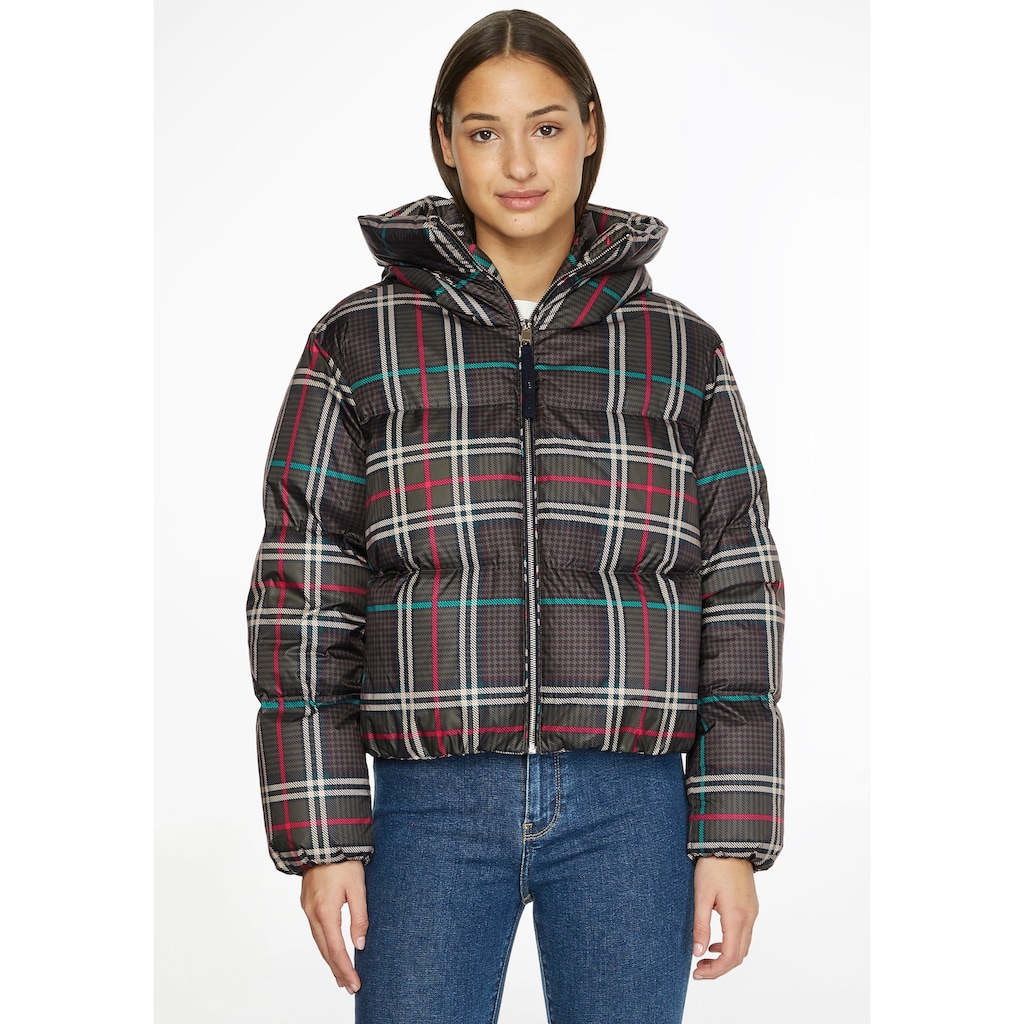 Tommy Hilfiger Steppjacke »PRINTED CHECK REDOWN PUFFER JKT«, mit Kapuze