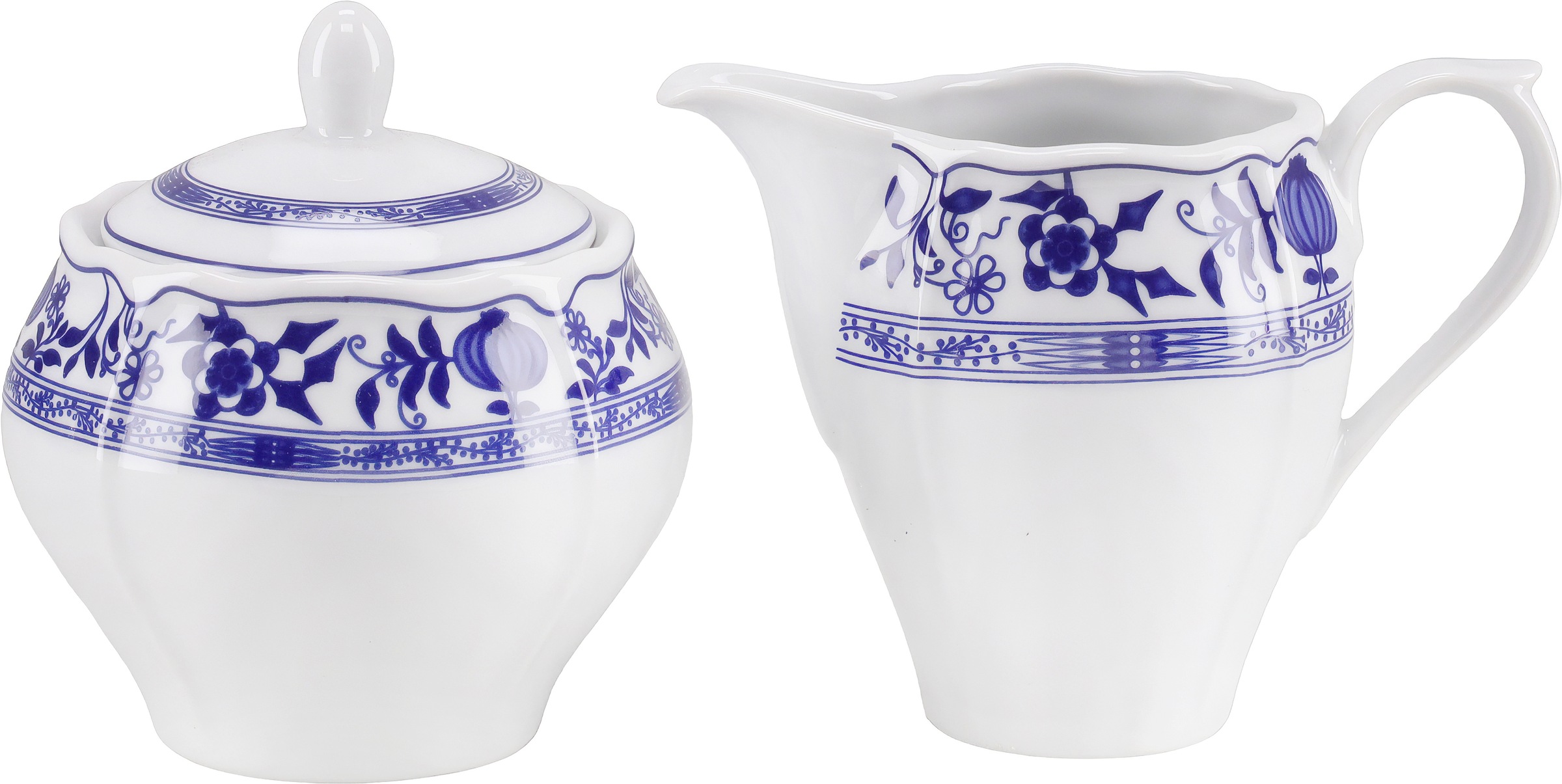CreaTable Milch- und Zuckerset "Flora Zwiebelmuster, Milch-Zucker-Set, 2-tlg." Elegante festonierte Grundform, ausdrucksstarkes Relief