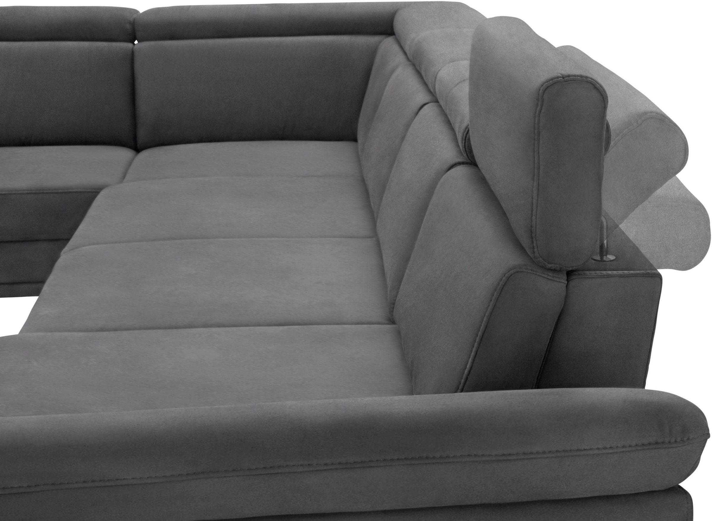 sit&more Wohnlandschaft »Scorpio U-Form«, inklusive Sitztiefenverstellung, mit Kopf- und Armteilverstellung