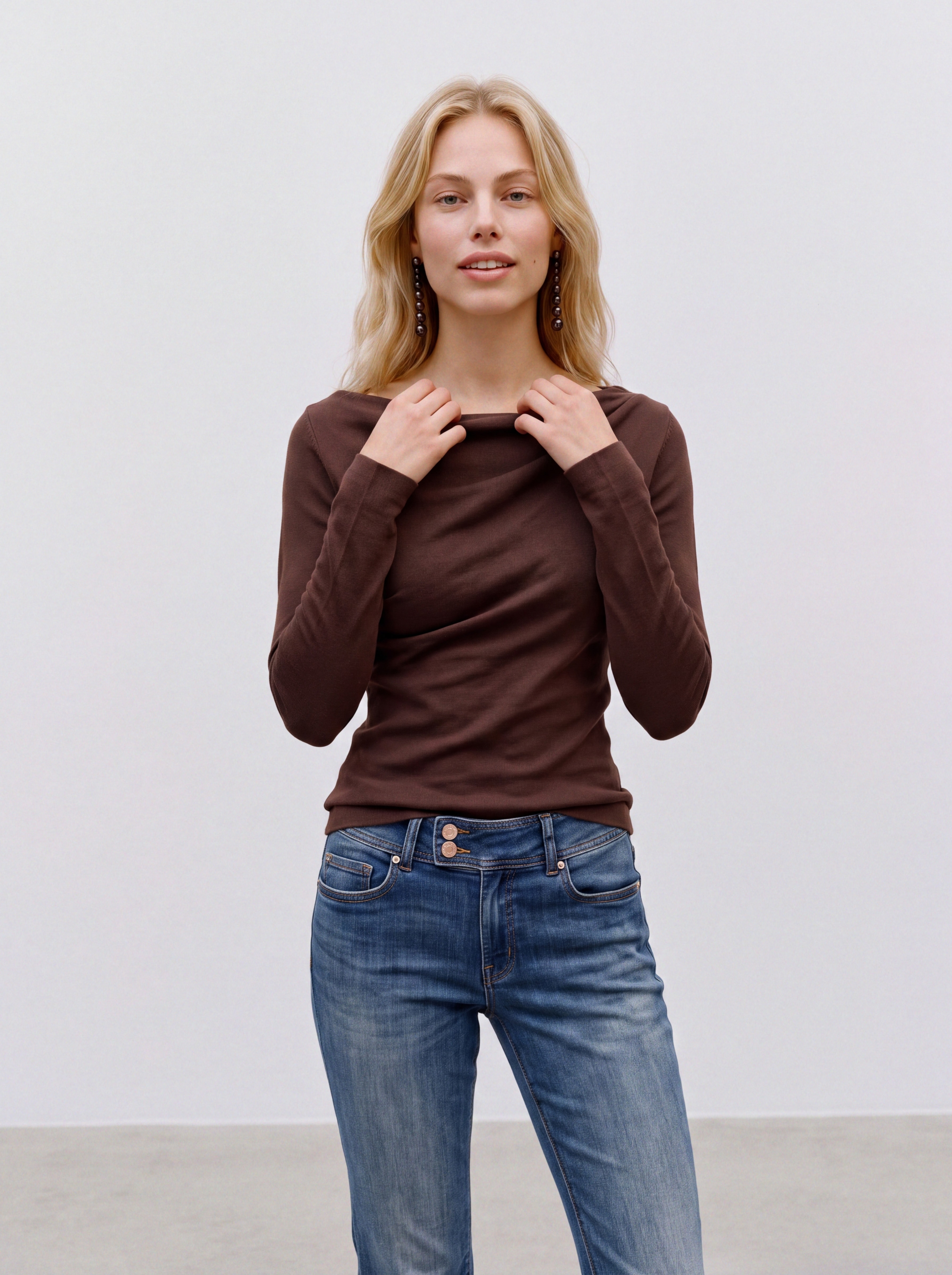 Vero Moda Strickpullover "VMSOFINE KNIT LS BOATNECK PULLOVER NOOS" Materialmix, regular fit
