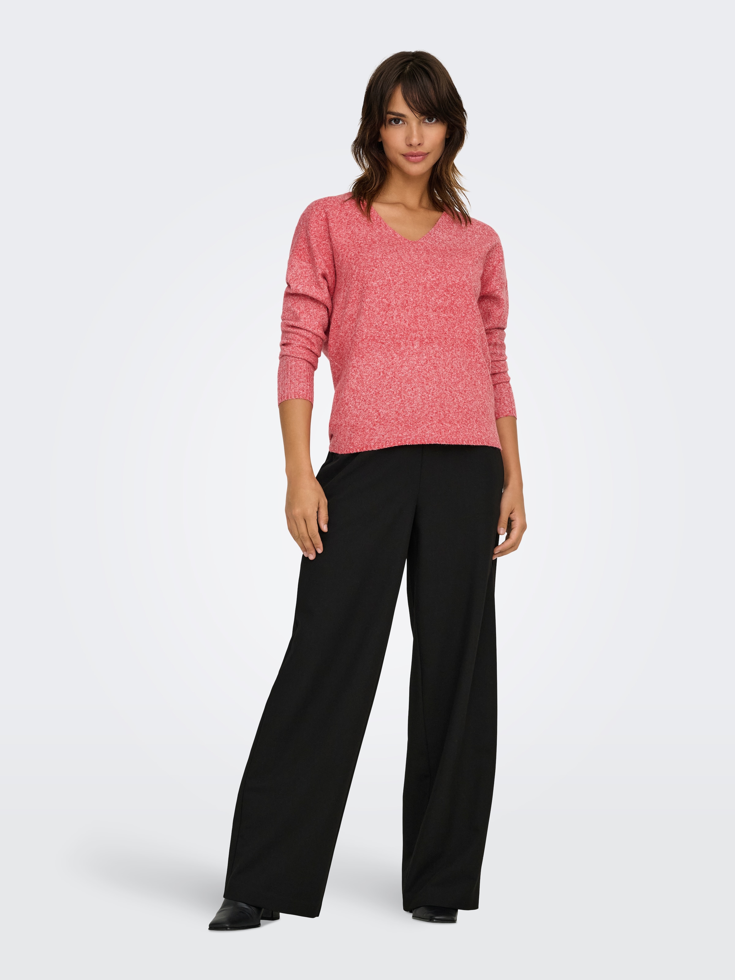 ONLY V-Ausschnitt-Pullover »ONLRICA LIFE L/S V-NECK PULLO KNT NOOS« Materialmix, regular fit