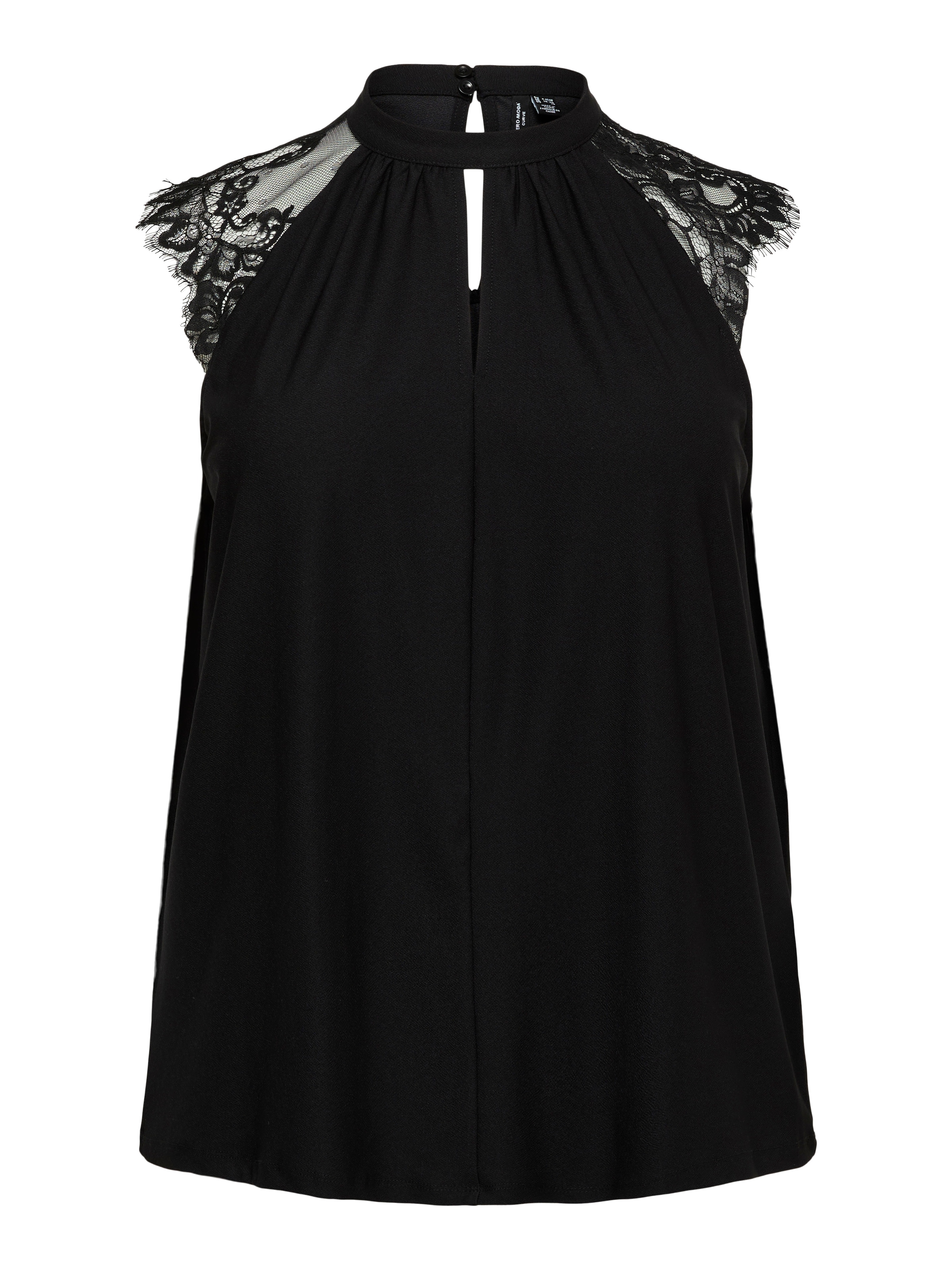 Vero Moda Curve Spitzenshirt »VMMILLA SL LACE TOP NOOS CUR« Materialmix, regular fit