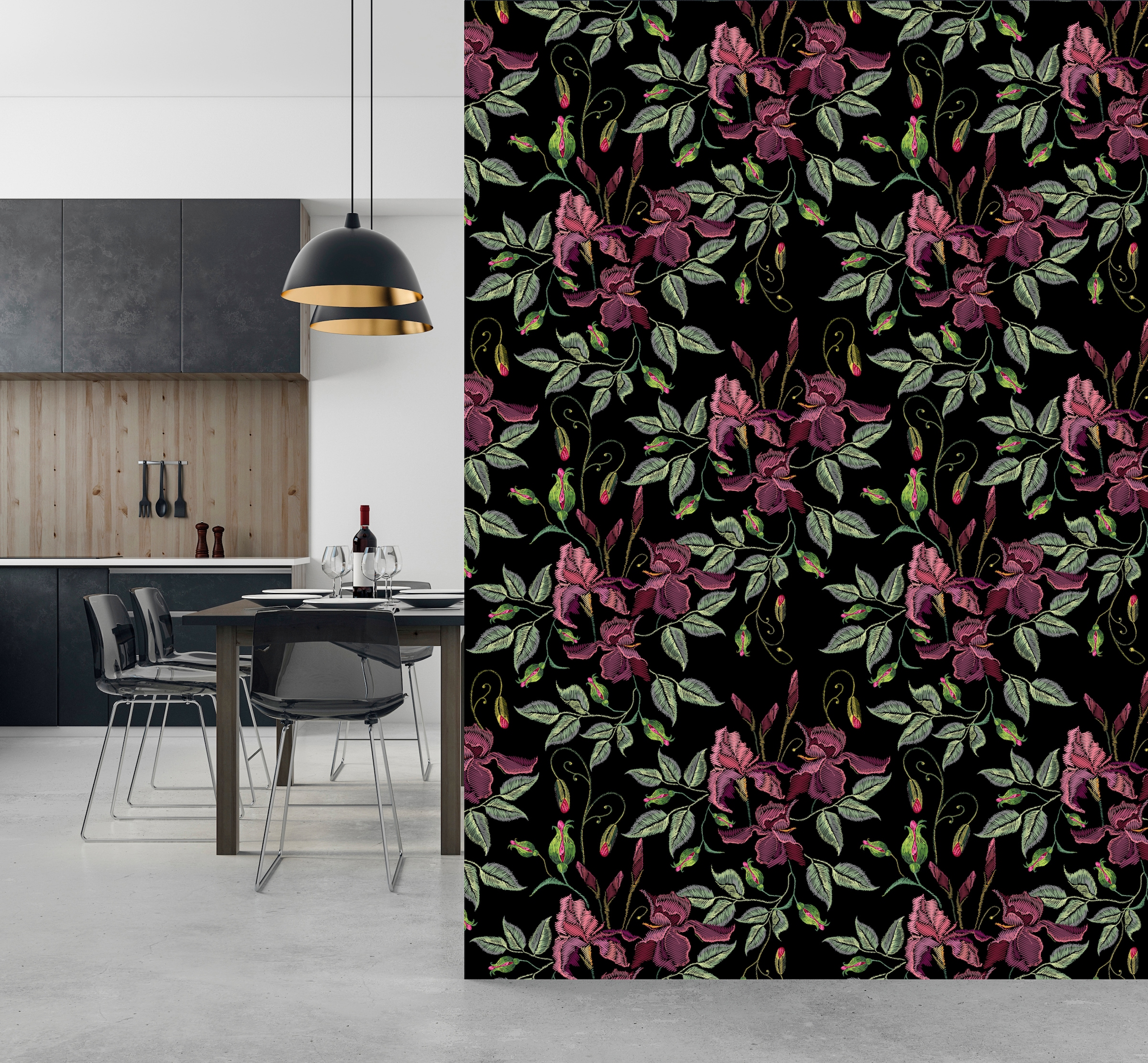 queence Vinyltapete »Lenore«, bedruckt-Motiv-botanisch-floral-gemustert-natürlich, 90x250cm, selbstklebend, kinderleichte Anbringung, Sticker