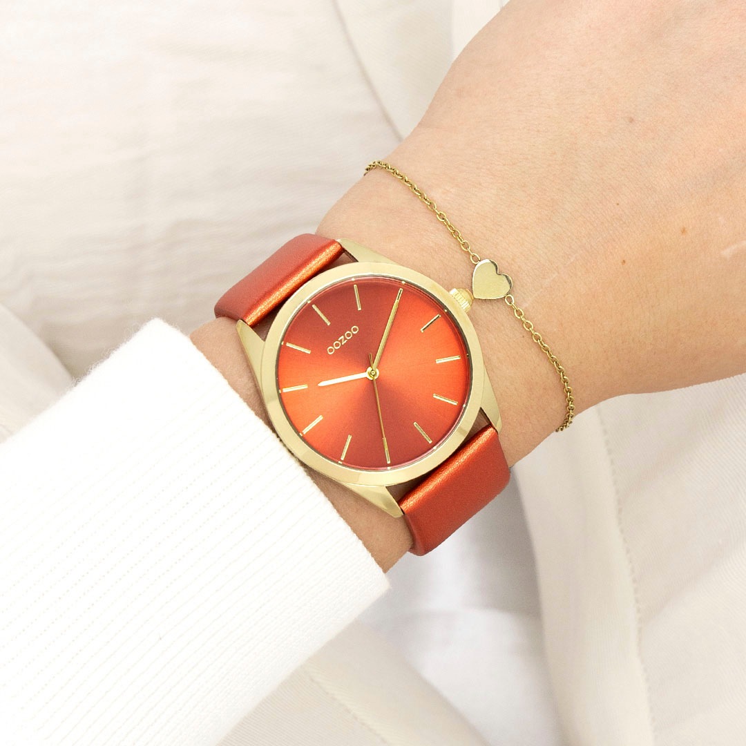 OOZOO Quarzuhr, Armbanduhr, Damenuhr, Herrenuhr, Lederarmband, analog