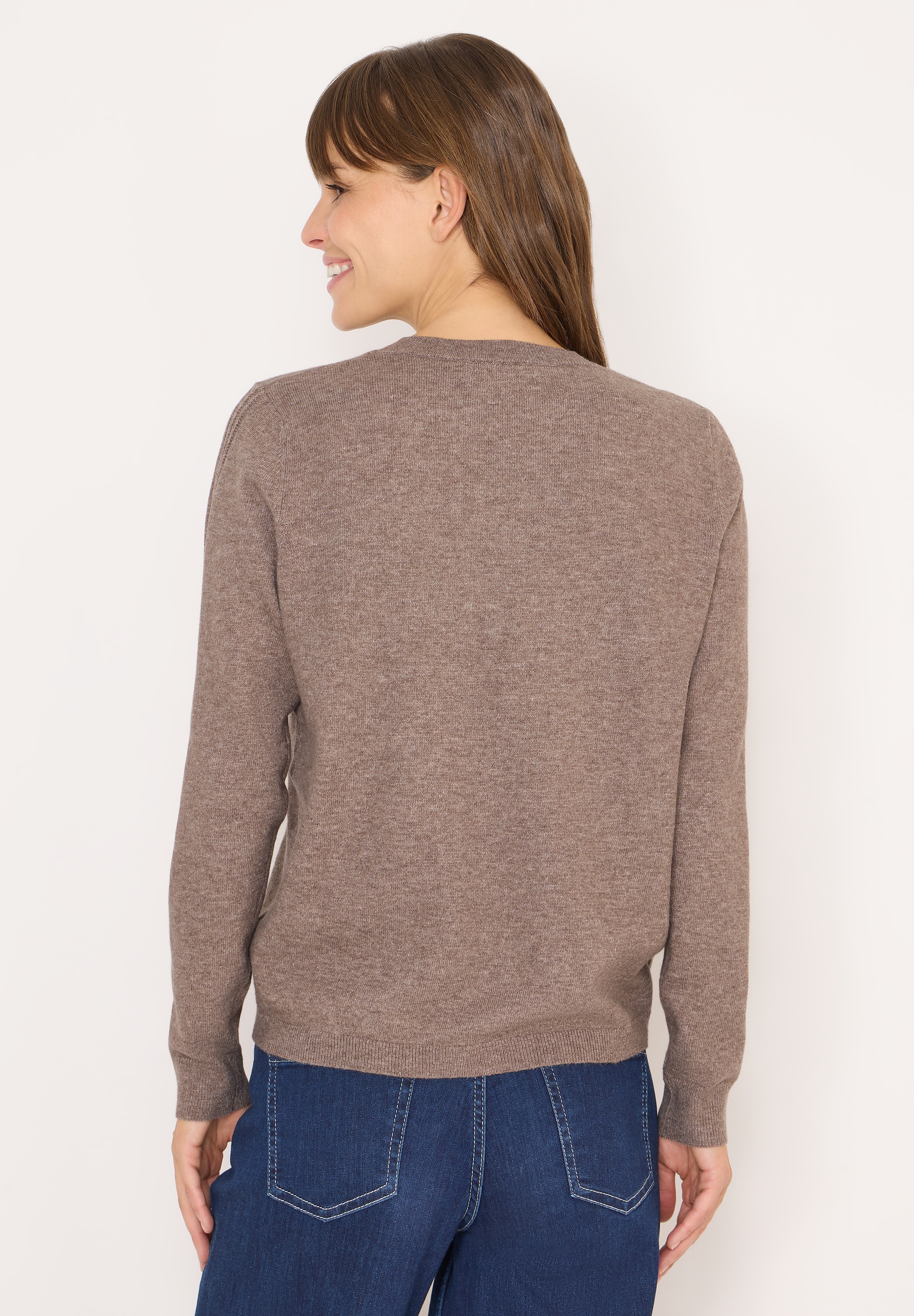 Cecil V-Ausschnitt-Pullover mit Materialmix günstig online kaufen