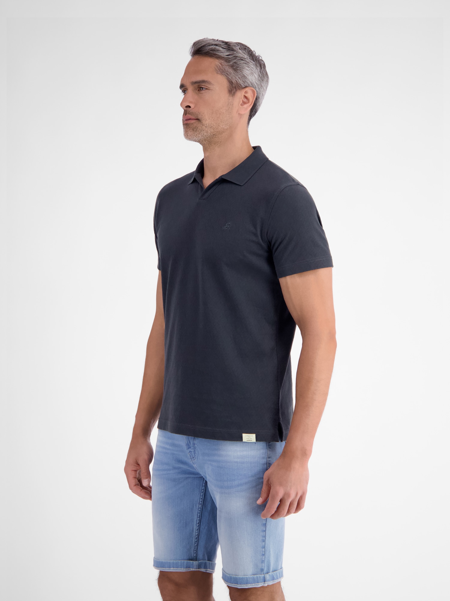 LERROS Poloshirt »Modernes Poloshirt mit Jaquard-Muster und knopflosem Kragen«