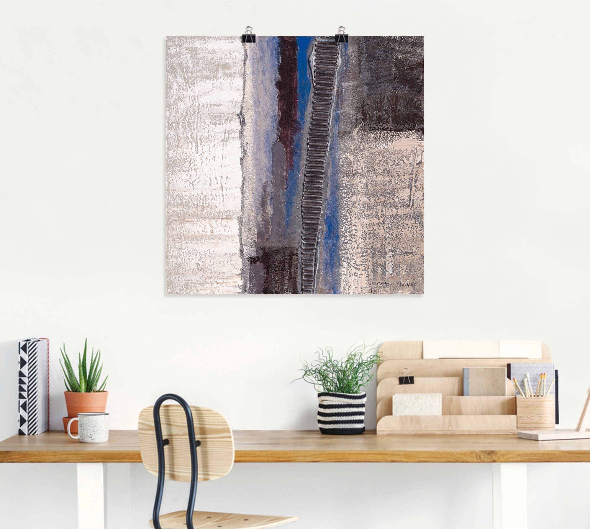 Artland Wandbild »Blau-silber Abstrakt I«, Muster, (1 St.), als Alubild, Outdoorbild, Leinwandbild, Poster in verschied. Größen