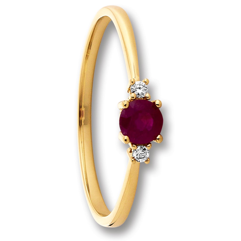 ONE ELEMENT Diamantring »0 03 ct Diamant Brillant Rubin Ring aus 585 Gelbgold« Damen Gold Schmuck SV11308