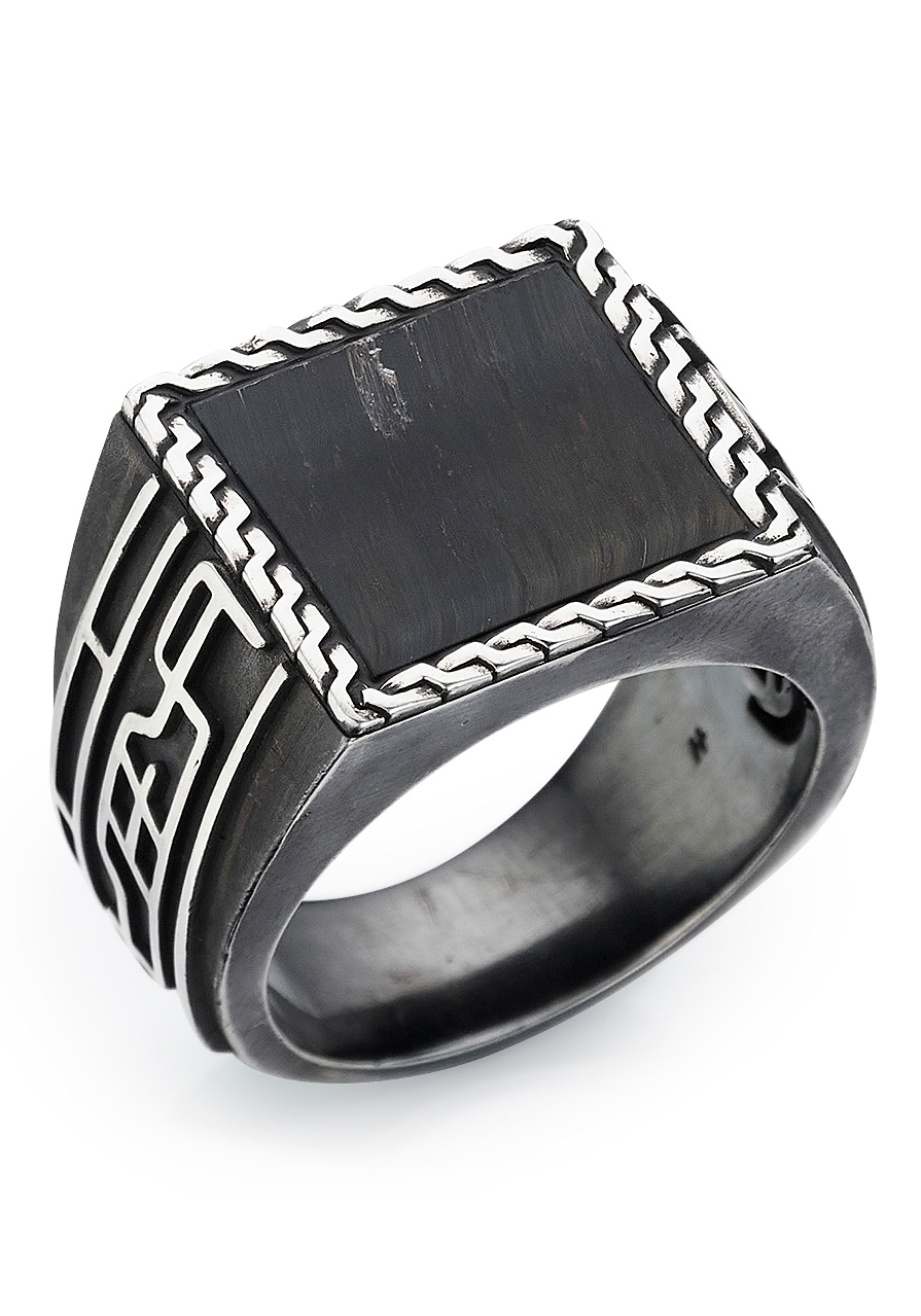 HECHTER PARIS Fingerring »Schmuck Geschenk Silber 925 Herrenring Farbstein Edelstein«, mit Onyx oder Tigerauge