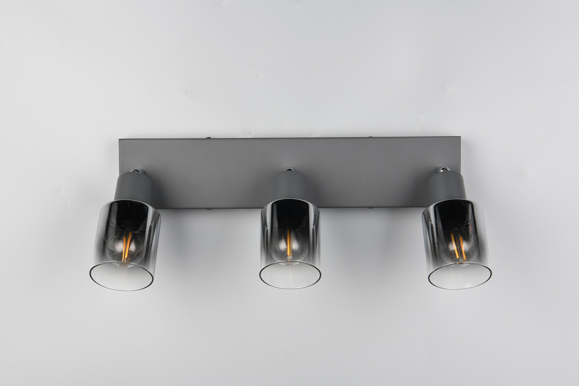 REALITY Leuchten Deckenstrahler »CADIZ, Spot 3-flammig, exkl 3xE14 max 10W, Glas anthrazit, verspiegelt«, 3 flammig, Leuchtmittel E14 | Leuchtmittel wechselbar, verstellbarer Deckenspot E14 Fassung, mit Glasschirm smoke Farbverlauf