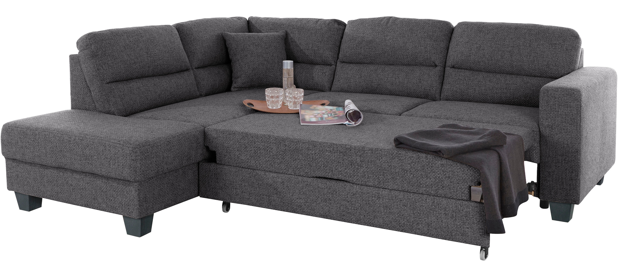 TRENDMANUFAKTUR Ecksofa »Chamber, zeitlos und modern, hoher Sitzkomfort, L-Form«, wahlweise mit Schlaffunktion