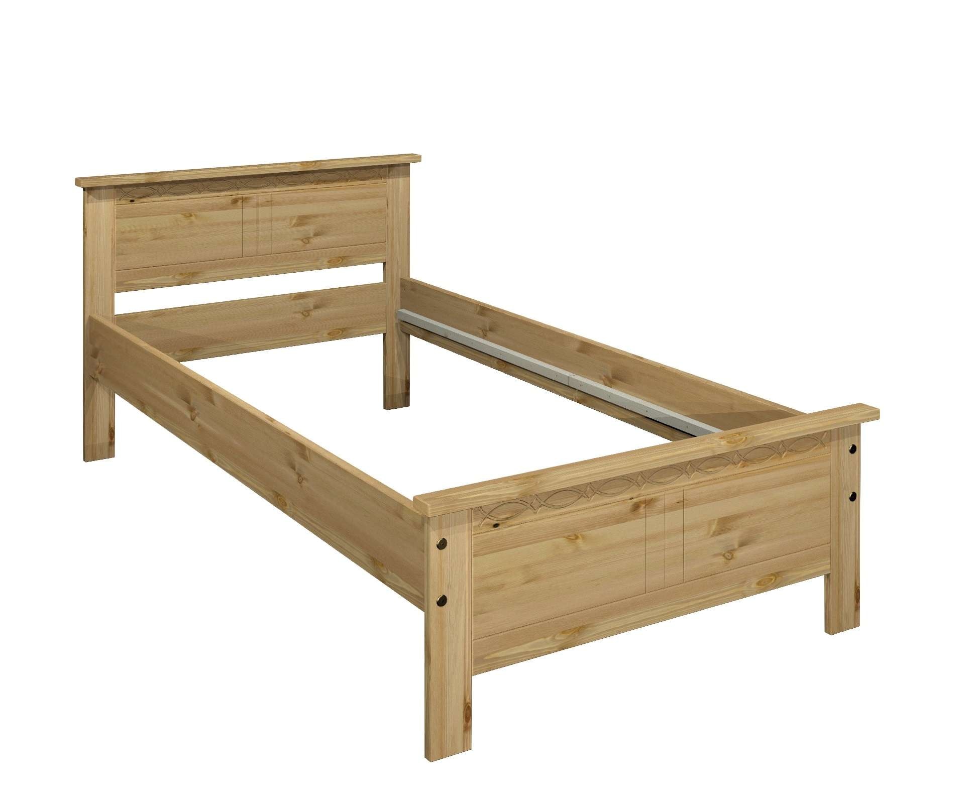 Home affaire Massivholzbett »Indra, TOPSELLER, Landhausstil, edles Design,zertifiziertes Massivholz«, (Breite/Belastbarkeit 180cm/220 KG, 140cm/180 KG, 90cm/120 KG), mit dekorativen Fräsungen, in 2 Breiten und Farben
