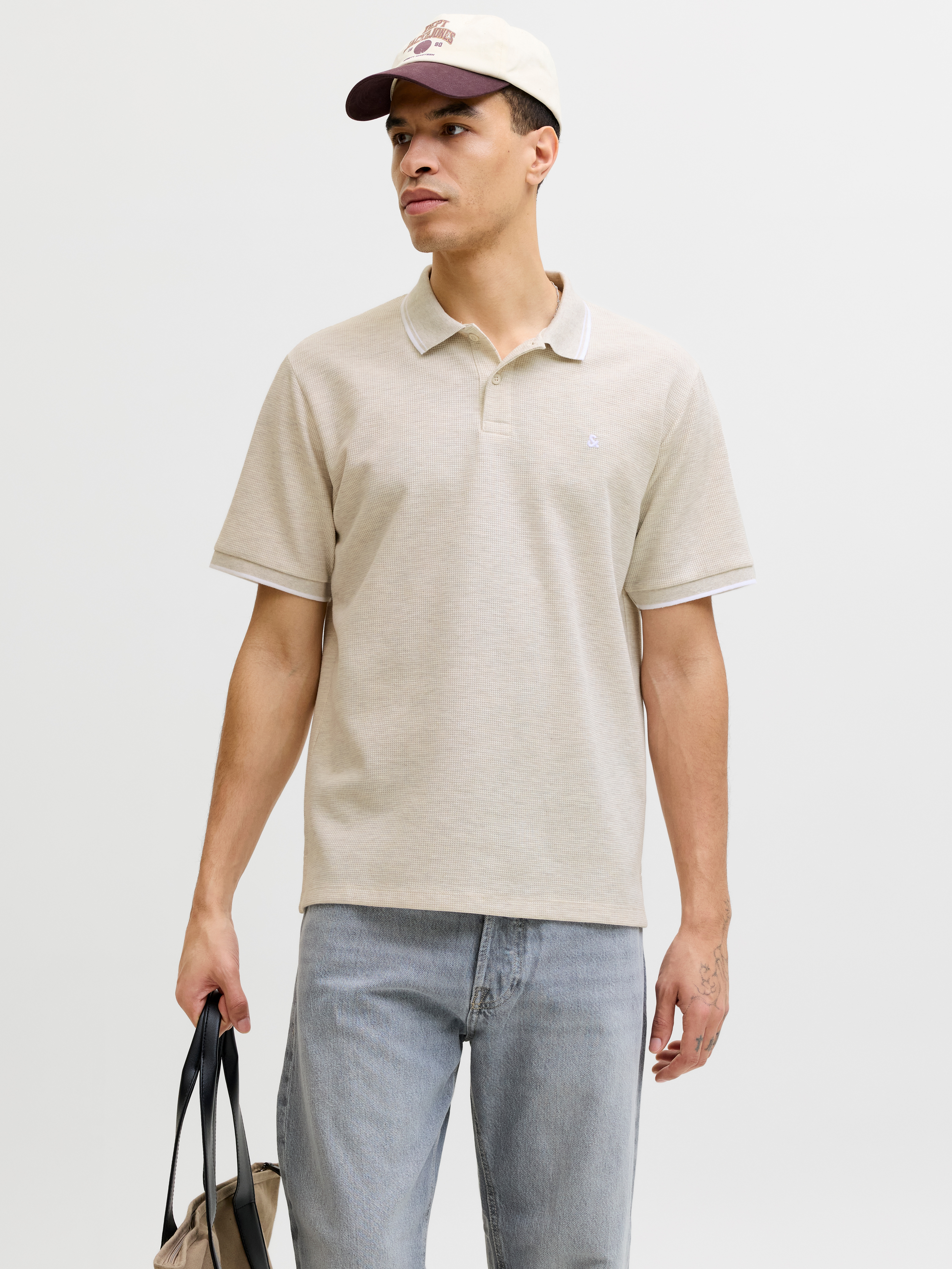 Jack & Jones "JJEAUSTIN POLO SS NOOS" Materialmix, regular fit