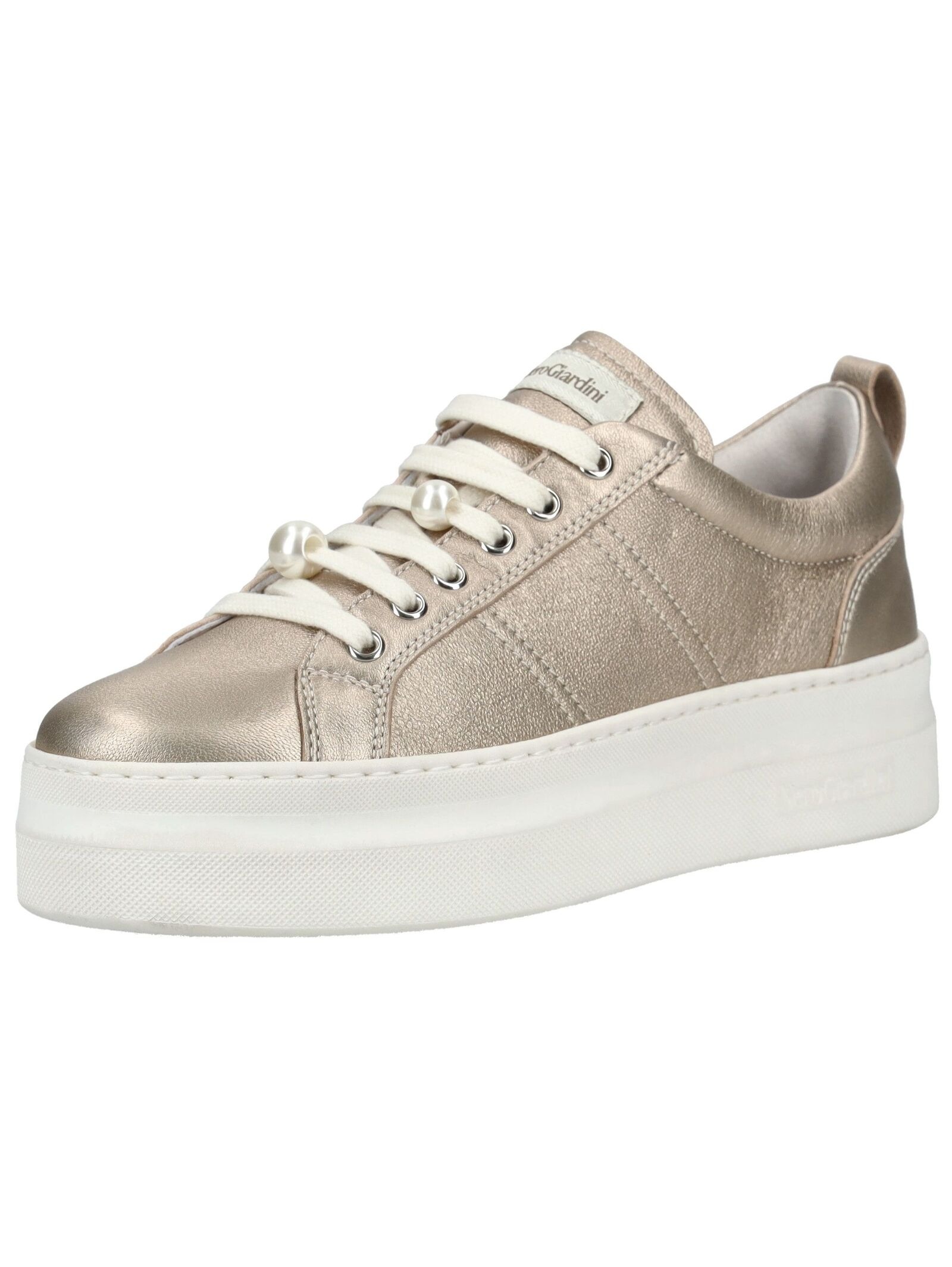 NERO GIARDINI Damen Plateausneaker "Nero Giardini Sneaker Leder", Gr. 38champagner, Leder, Schuhe