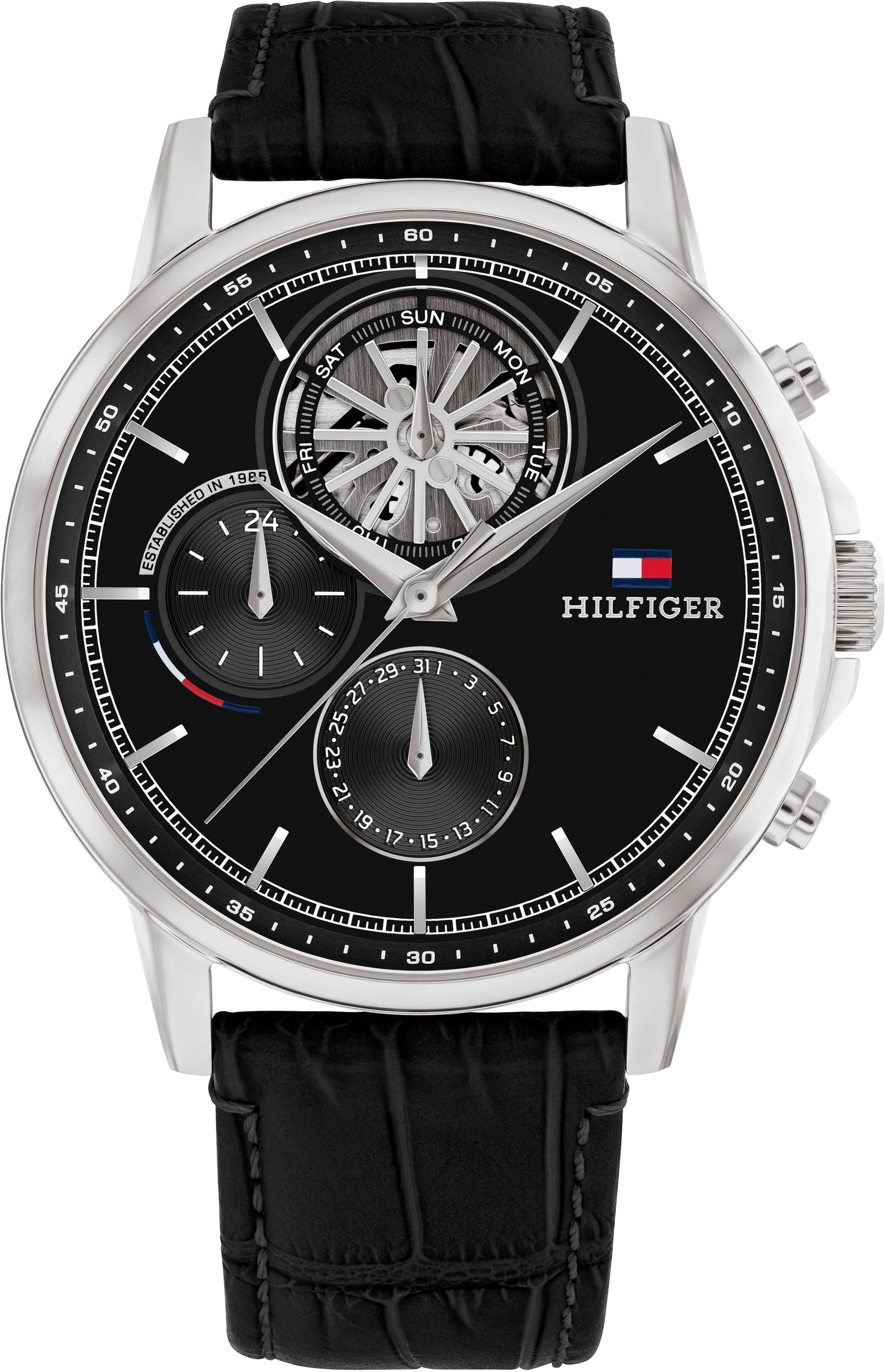 Tommy Hilfiger Multifunktionsuhr »Stewart«, Quarzuhr, Armbanduhr, Herrenuhr, Datum, 12/24-Std.-Anzeige, analog