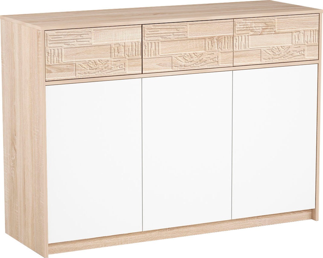 Schuhkommode Brick weiß, eiche sonoma B/H/T: 147 cm x 105,5 cm x 50 cm