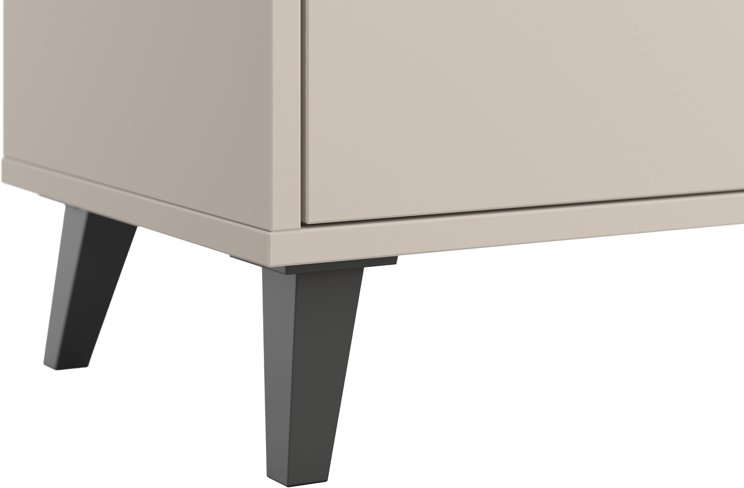 OTTO home Lowboard »Oslo, B/H/T: 180/40/33 cm« 2 Klappen, schwarze Metallgriffe, schwarze Füße
