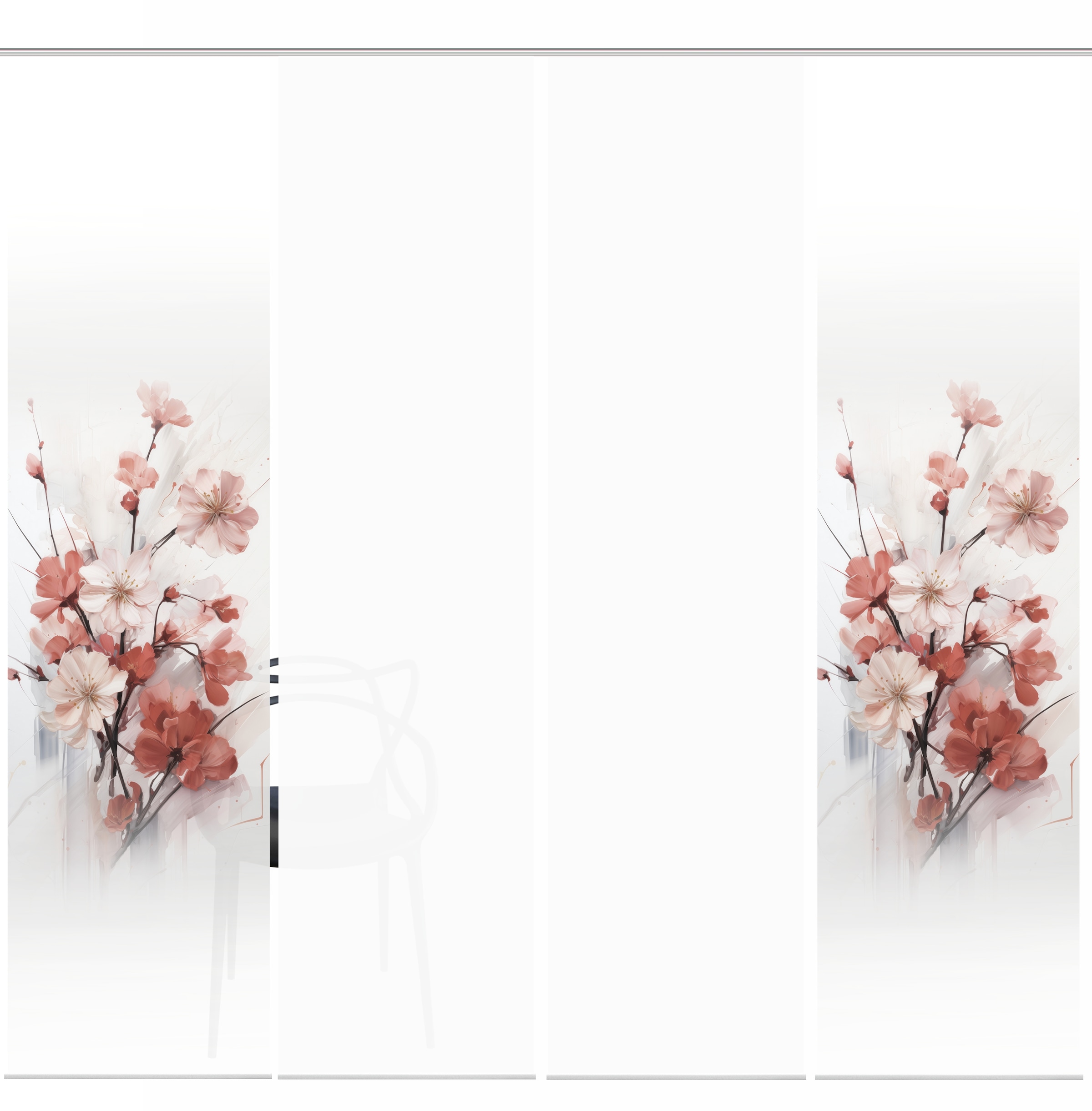 HOME WOHNIDEEN Schiebegardine »LOTUS« Paneelwagen 4 Stk. tlg. Schiebewand Seidenoptik, SET, Digitaldruck