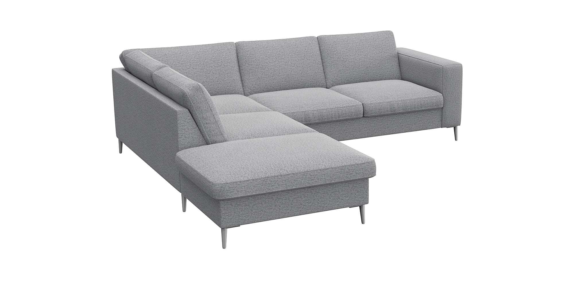FLEXLUX Ecksofa »Fiore, L-Form«, breite Armlehnen, Füße alufarben, B/T 241/225 cm, Kaltschaum im Sitz