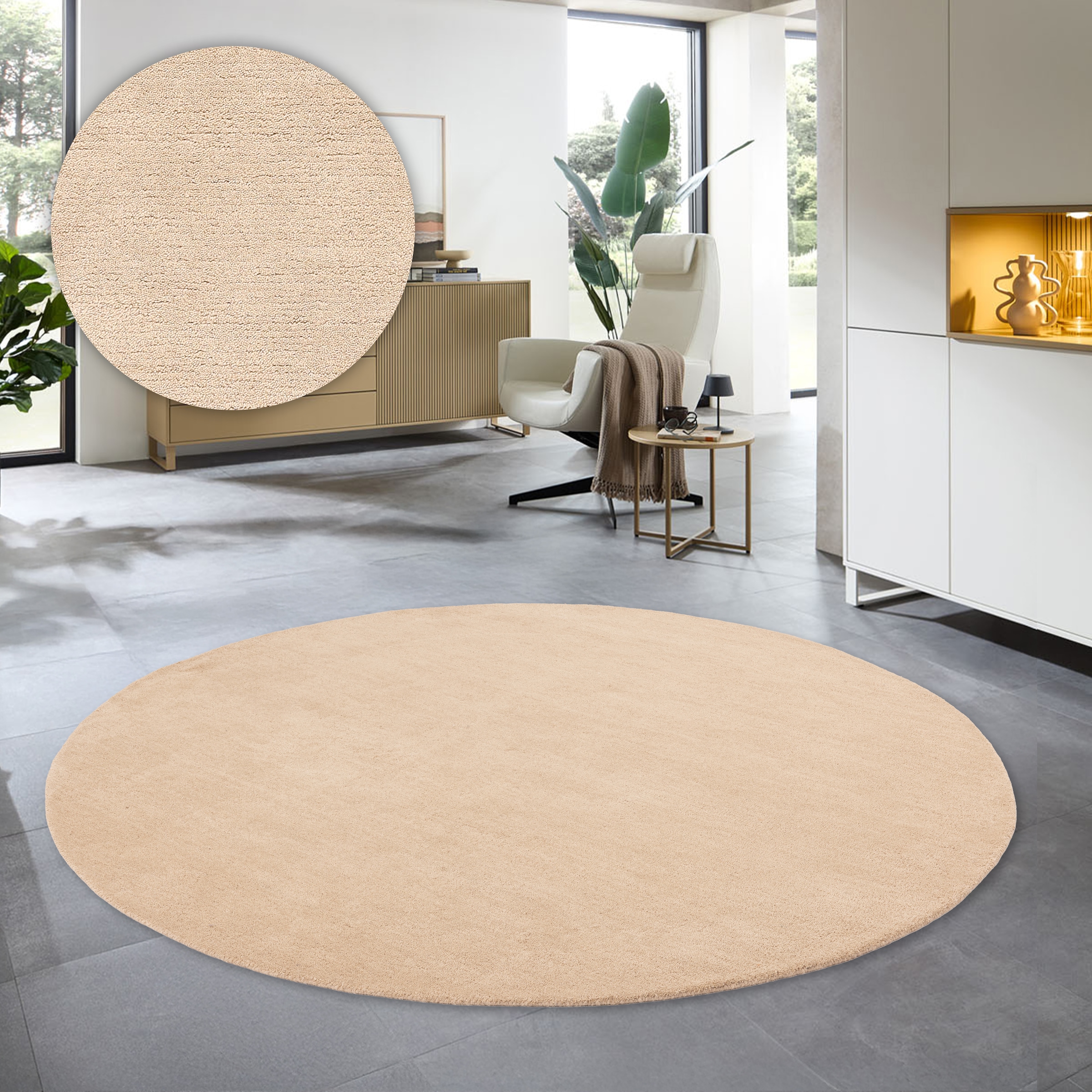 my home Wollteppich "Gabbo Natur, handgetuftet & meliert, aus reiner Wolle" günstig online kaufen