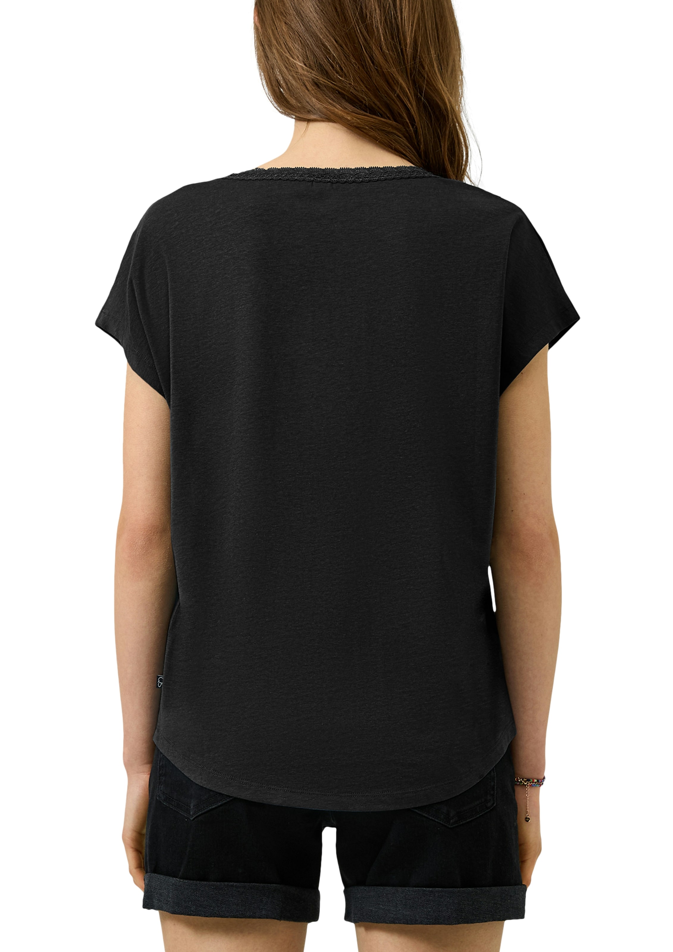 QS Kurzarmshirt mit V-Ausschnitt und Spitze