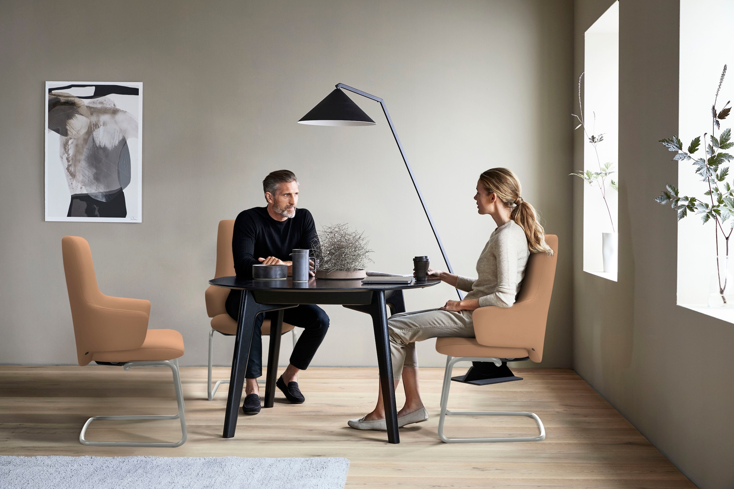 Stressless® Polsterstuhl »Laurel«, Leder PALOMA, High Back mit Armlehne, Größe L, mit Beinen aus Stahl in Chrom