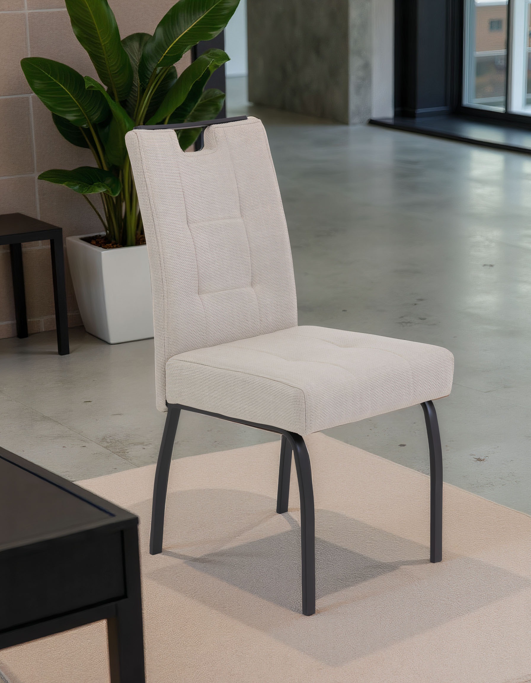 HELA 4-Fußstuhl »LINZ, Esszimmerstuhl, Komfortstuhl«, (Set), 2 St., Microfaser-Webstoff, XL-Sitz,elegante Griffleiste,Komfortsitz mit Federkern,140kg belastbar
