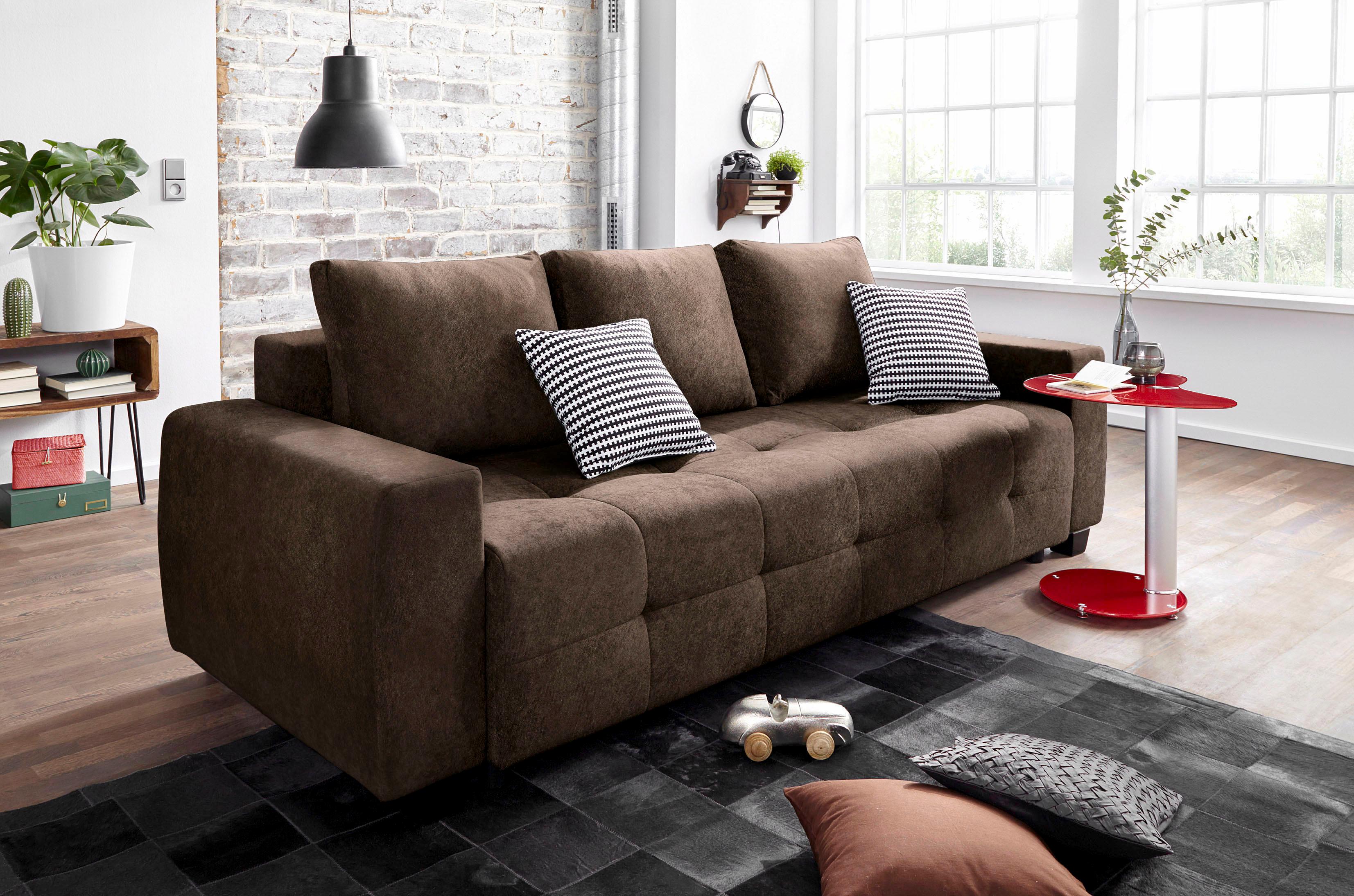 OTTO home Schlafsofa "Bella B: 241 cm, Liegefl. 142x194 cm mit Bettkasten & Zierkissen" Schlafcouch mit Gästebett, 2 Zierkissen inklusive, frei stellbar