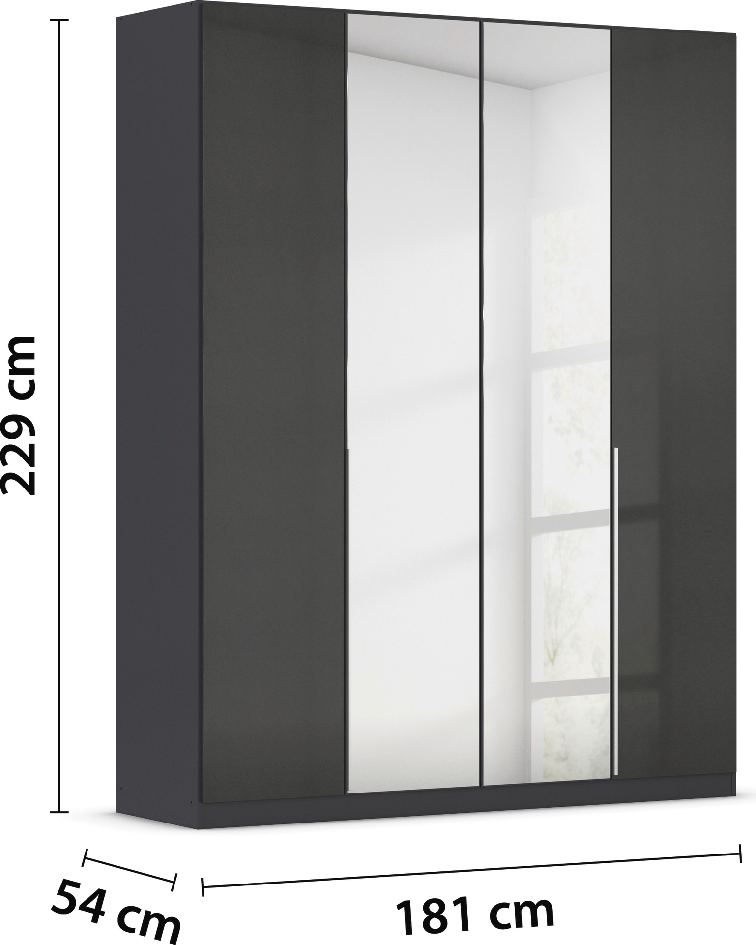rauch Drehtürenschrank »Kleiderschrank Schrank Garderobe AGORDO mit Dekor- oder Hochglanzfront«, (in zwei Griff-Farben), durchdachte Innenausstattung, in 6 Breiten und 2 Höhen MADE IN GERMANY