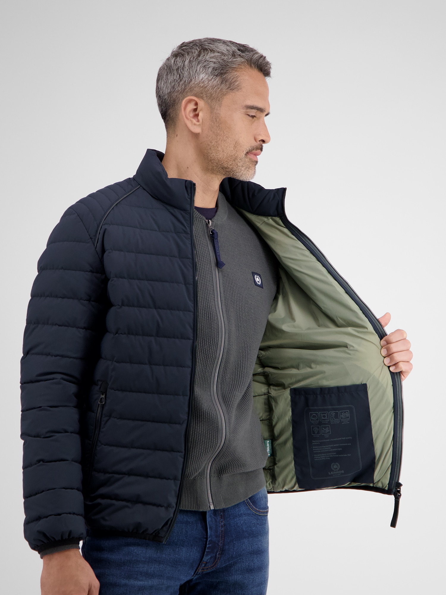 LERROS Steppjacke »LERROS Leichte Herren Funktions-Steppjacke«, ohne Kapuze, Wasser_Wind