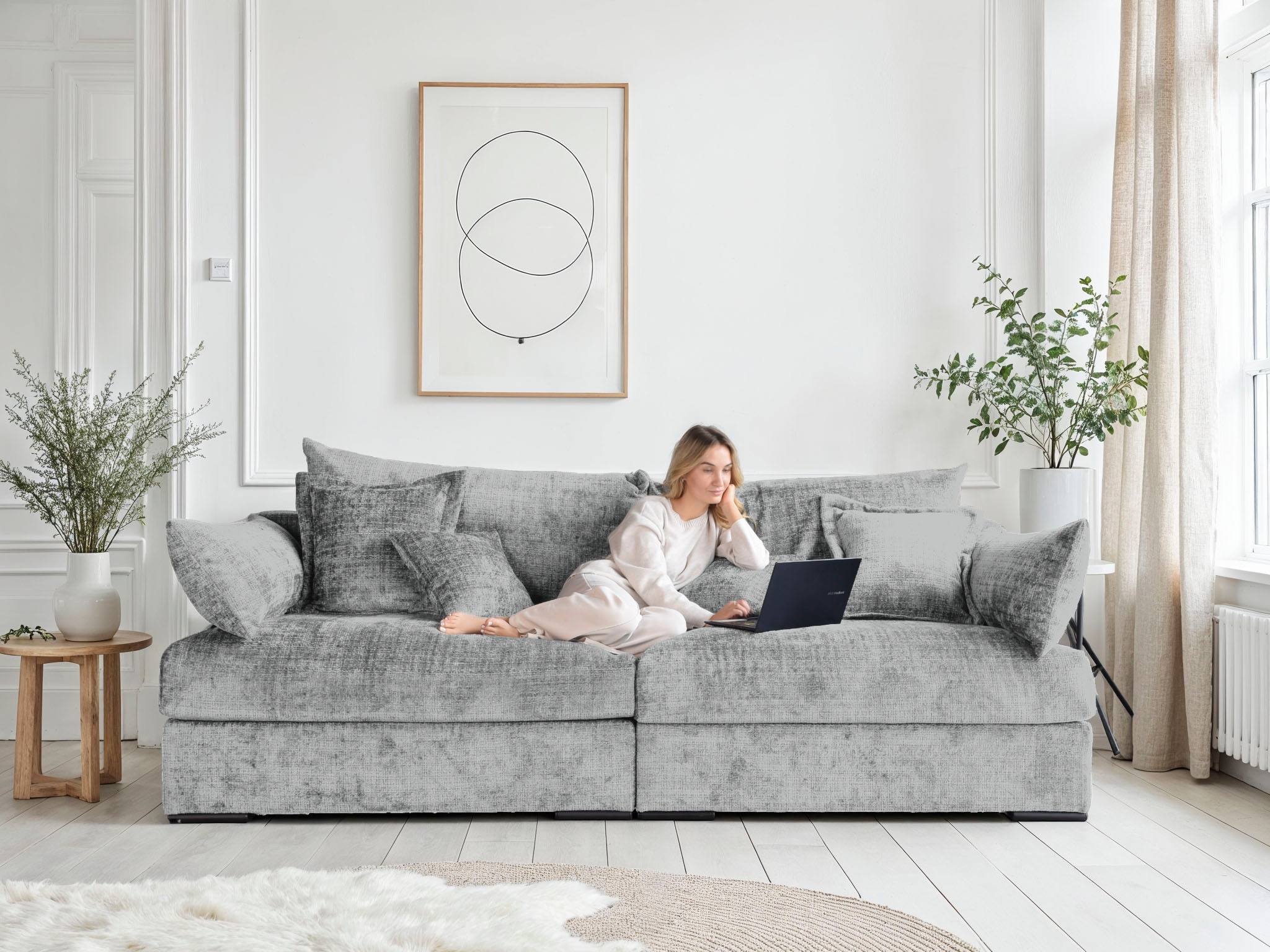 Home affaire "Casa XXL, B: 247 cm" 4 Zierkissen, Mega-Sofa, in Cord oder Chenille-Struktur, Federkern