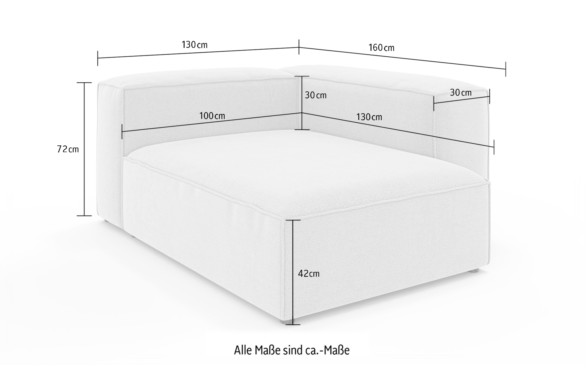INOSIGN Ottomane »XL HAILY links/rechts bestellbar, extra tief, Maße B/T/H: 130/160/72cm«, als Modul oder separat verwendbar, für individuelle Zusammenstellung