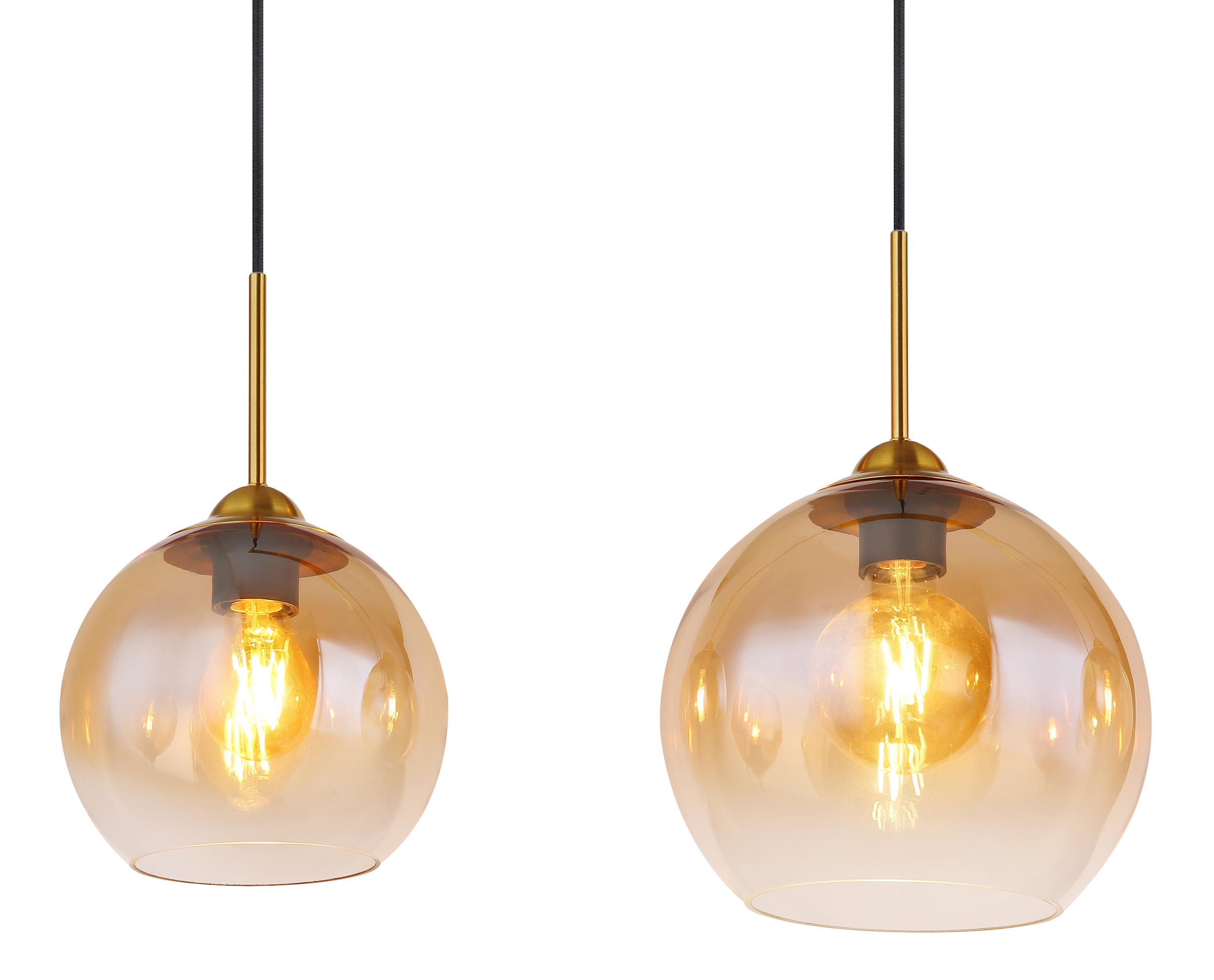 GLOBO LIGHTING Hängeleuchte »JAMESSA« E27 1 Stk. Wohnzimmerleuchte Messing matt, Amberglas, kürzbar