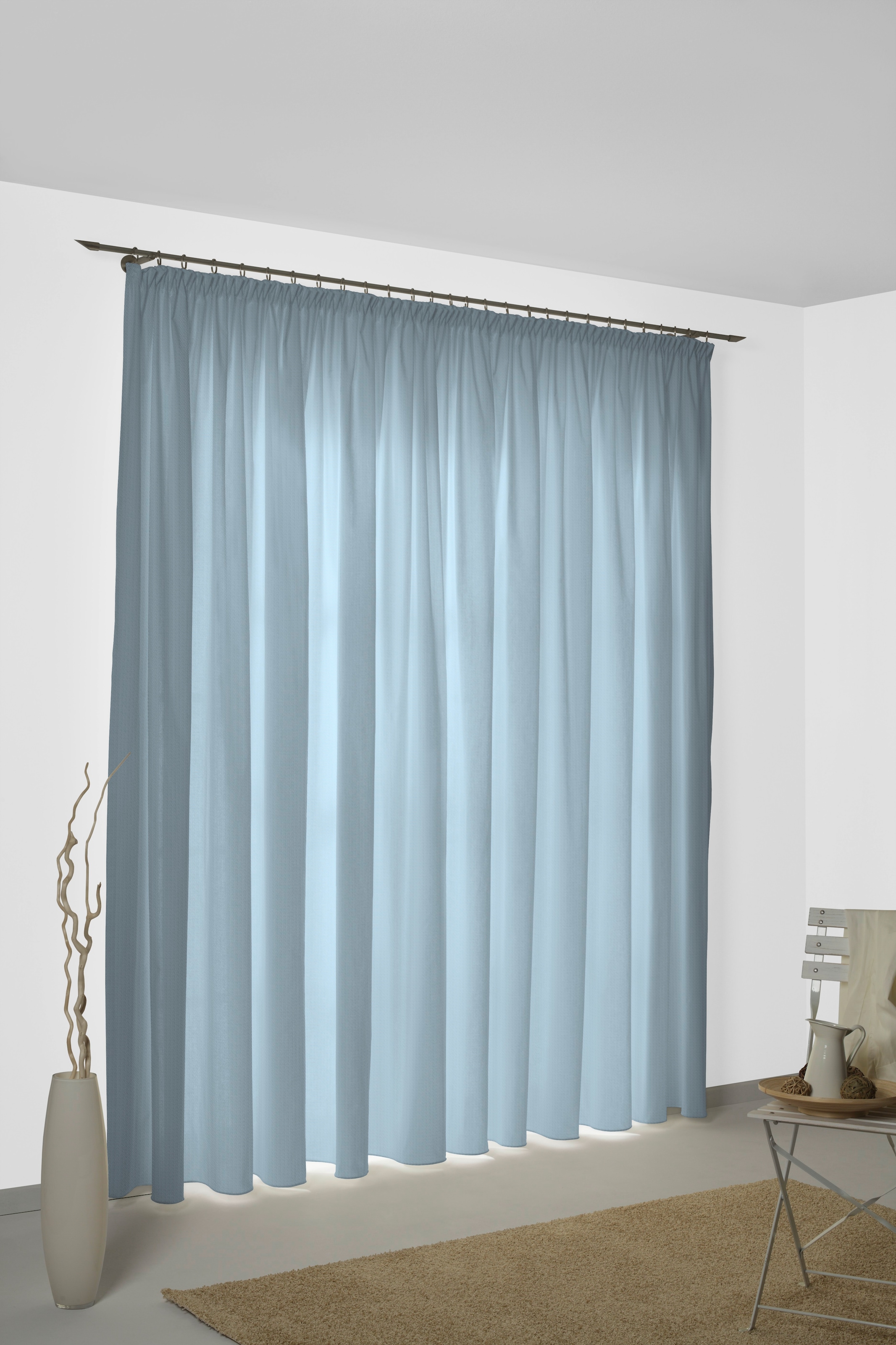 Vorhang WIRTH, B:135cm H:225cm, blau, Jacquard, Baumwolle, Wohnzimmer, Gardinen, "Neveres"