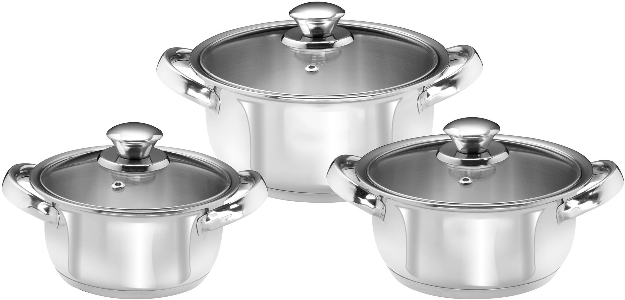 KING Topf-Set Set, 3 Kochtöpfe Ø16 Ø18 Ø20cm, mit Glasdeckel, Schüsselset, günstig online kaufen