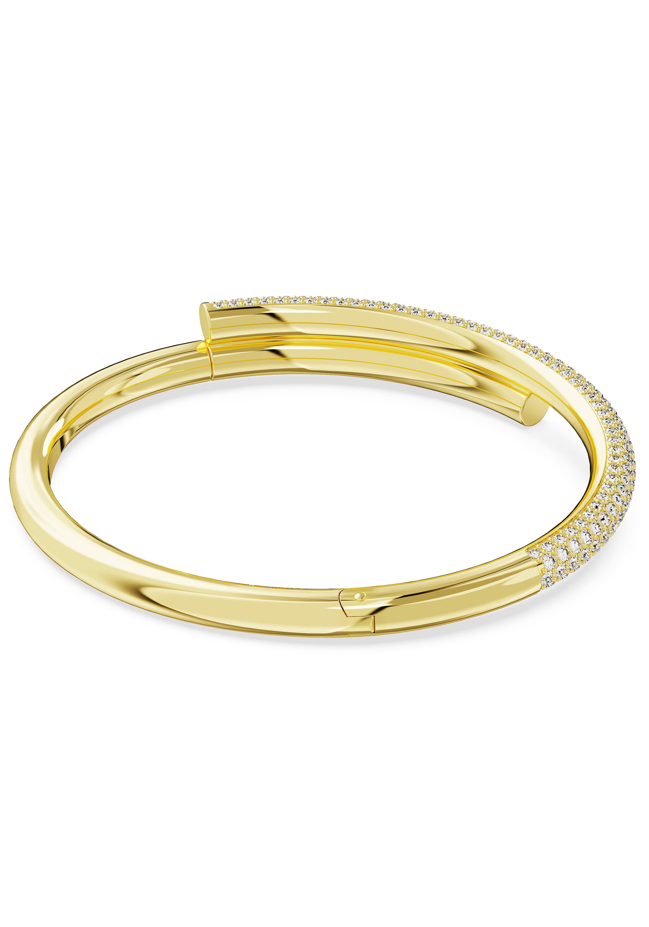 Armreif SWAROVSKI "Schmuck Geschenk Armschmuck Dextera" Gr. L, gold (gelbgoldfarben, kristallweiß, kristallweiß), Armbänder, Damen, L, Metall, Armreif, mit Swarovski Kristall 3