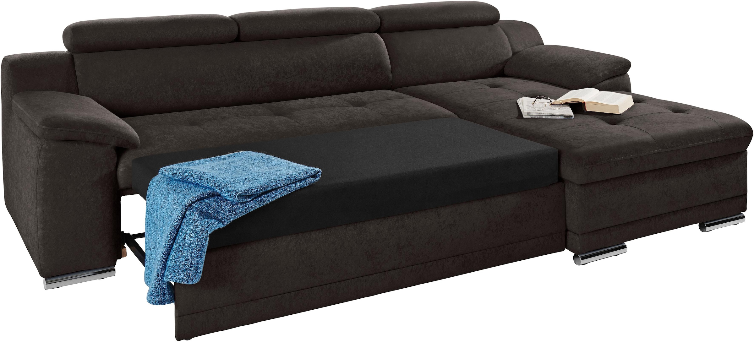sit&more Ecksofa »Andiamo L-Form«, wahlweise mit Bettfunktion, inklusive Kopfteilverstellung