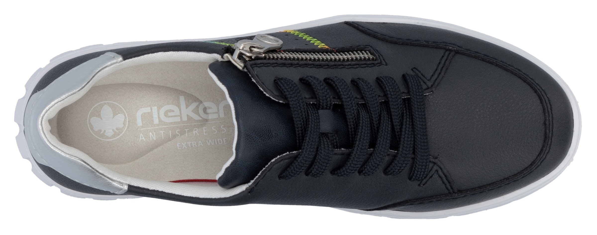 Rieker Sneaker, Schnürschuh, Halbschuh, Freizeitsneaker, seitlicher Reißverschluss