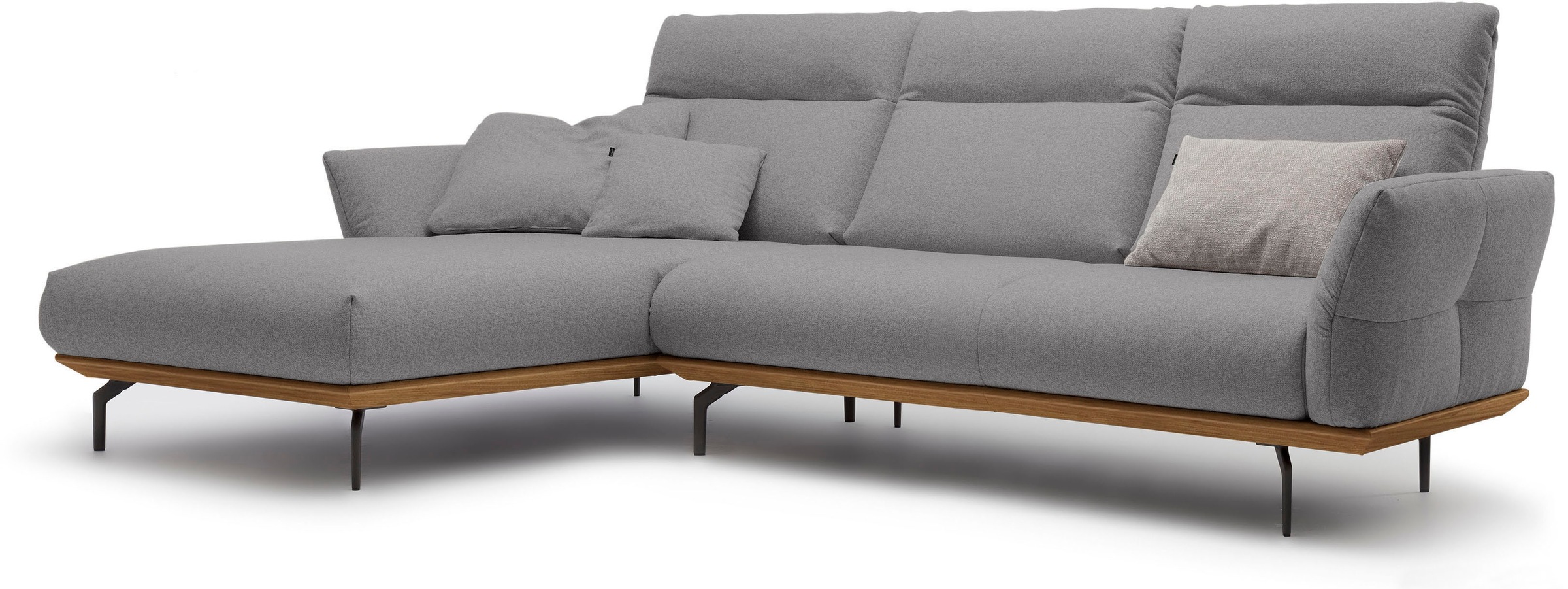 Creation BY ROLF BENZ Ecksofa »CR.460«, Sockel in Nussbaum, Winkelfüße in Umbragrau, Breite 298 cm