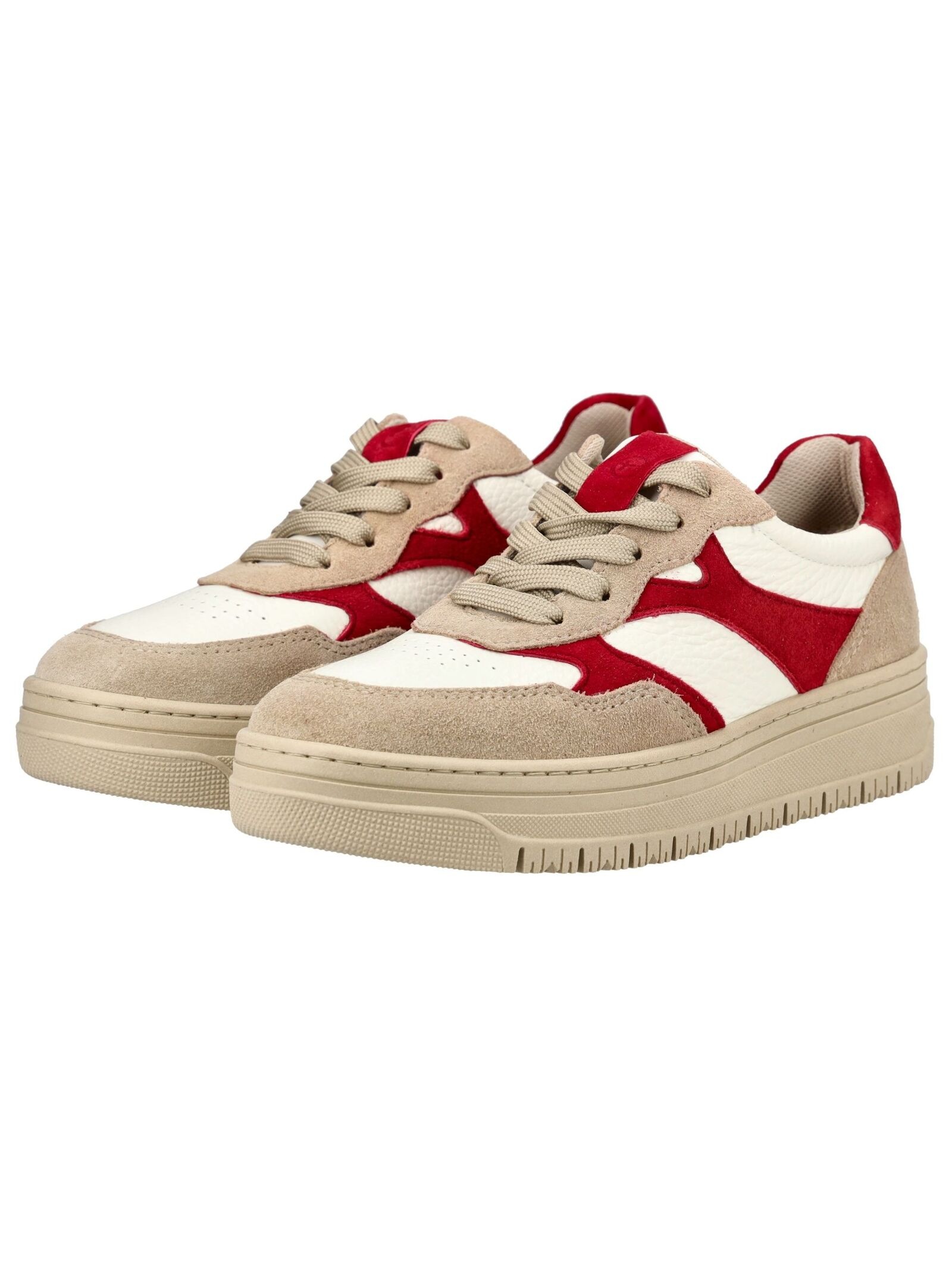 Sneaker TAMARIS "Tamaris Sneaker Veloursleder/Synthetik", Damen, Gr. 40, beige (beige, rot), Synthetik, Veloursleder, Schuhe Sneaker 3
