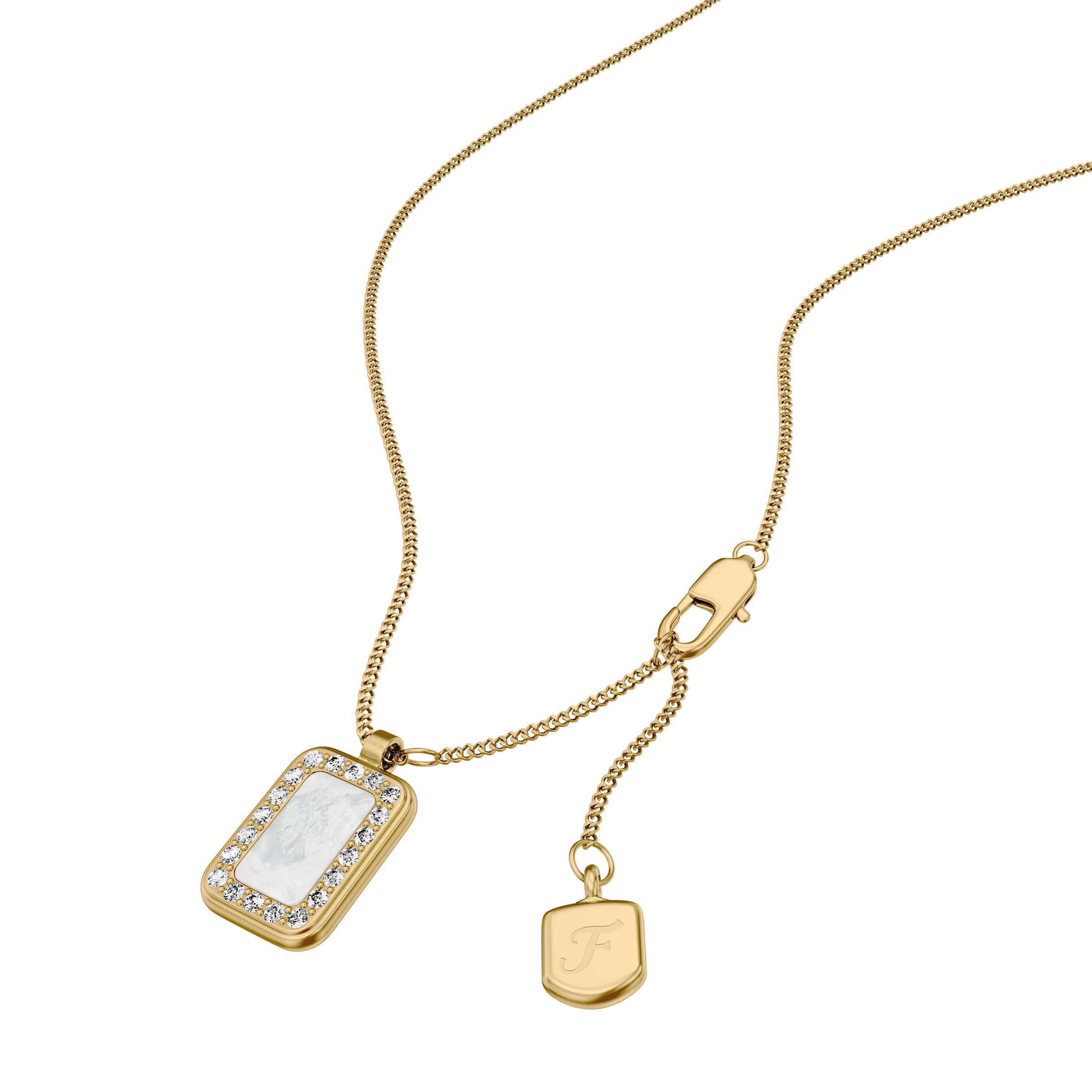 Fossil Kette mit Anhänger »Raquel« mit Glasstein - mit Perlmutt